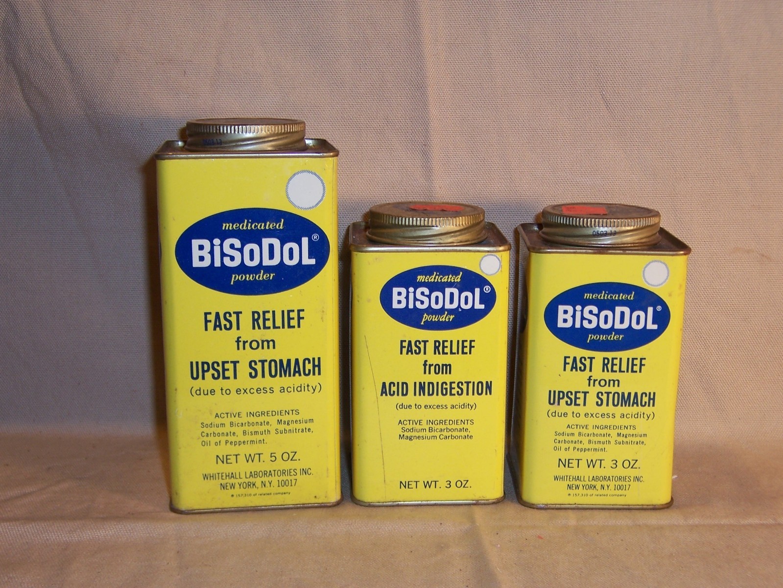 Vintage Advertising Medicine Tin Box BiSoDol New York Original Tin Display Decor