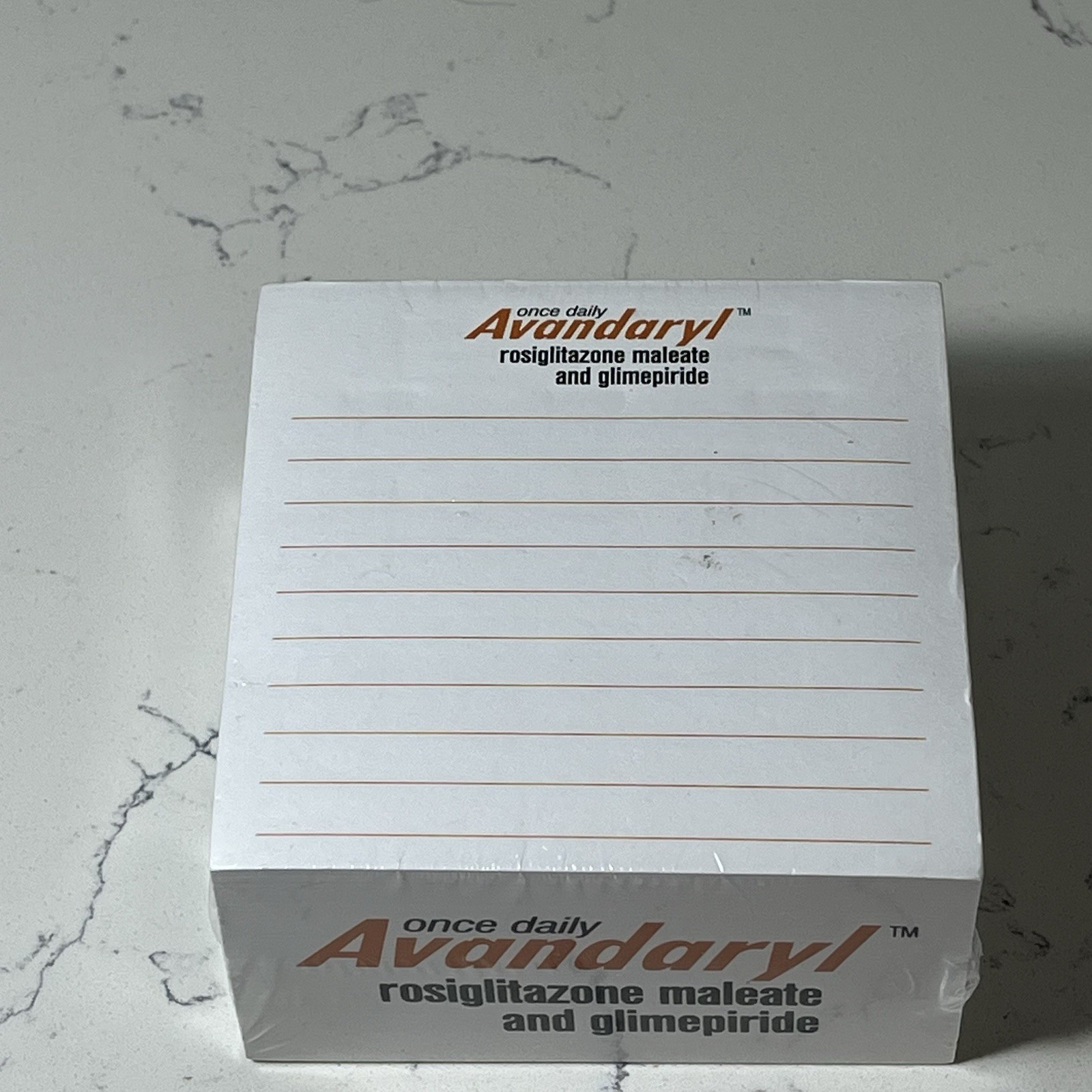 Avandaryl 4″ x 4″ Pharmaceutical Drug Rep Paper Note Pad, New Sealed