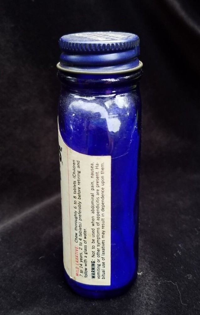 Old Empty Advertising Medicine BLUE Bottle Phillips Tablets Sterling Drug NY