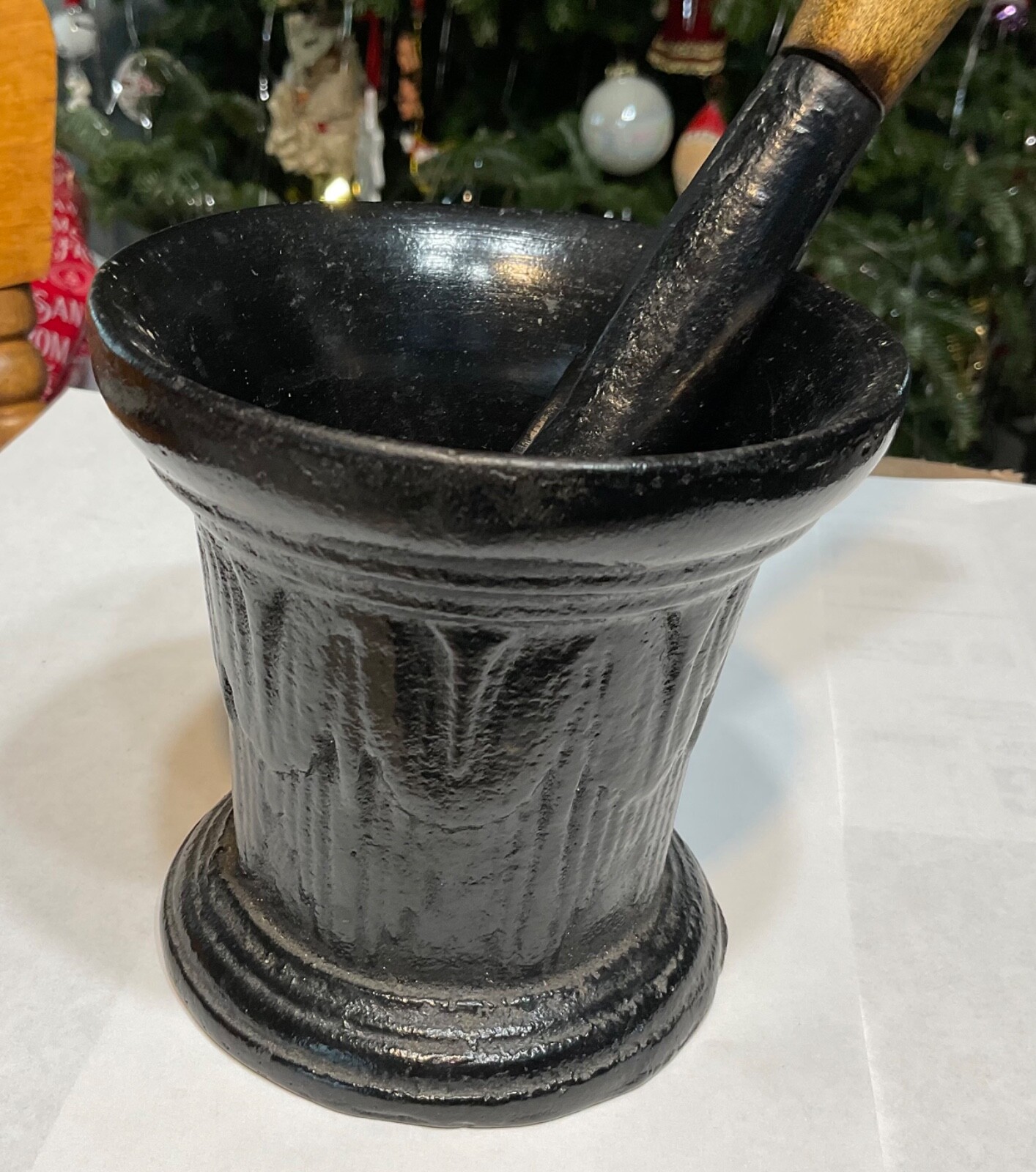 ANTIQUE CAST METAL STEEL MORTAR PESTLE GRINDING BOWL CHEMIST APOTHECARY