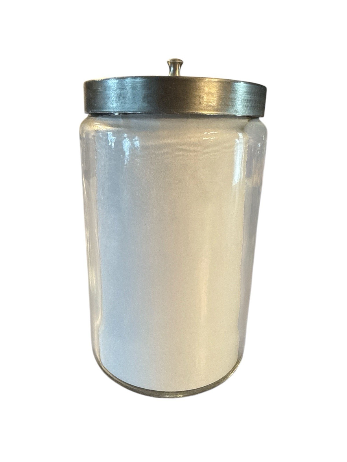Grafco Medical Apothecary Glass Jar Stainless Lid Blue Letters Tongue Depressors