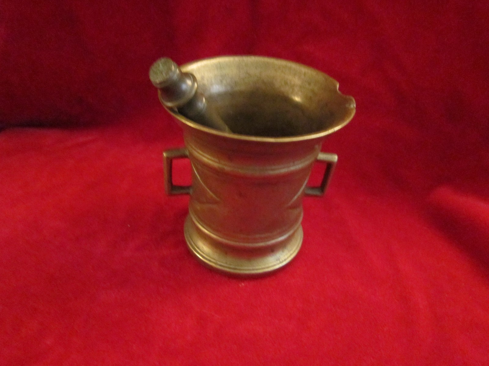 Antique 19TH Century Apothecary Solid Brass Mortar and Pestle Apothecary Rx