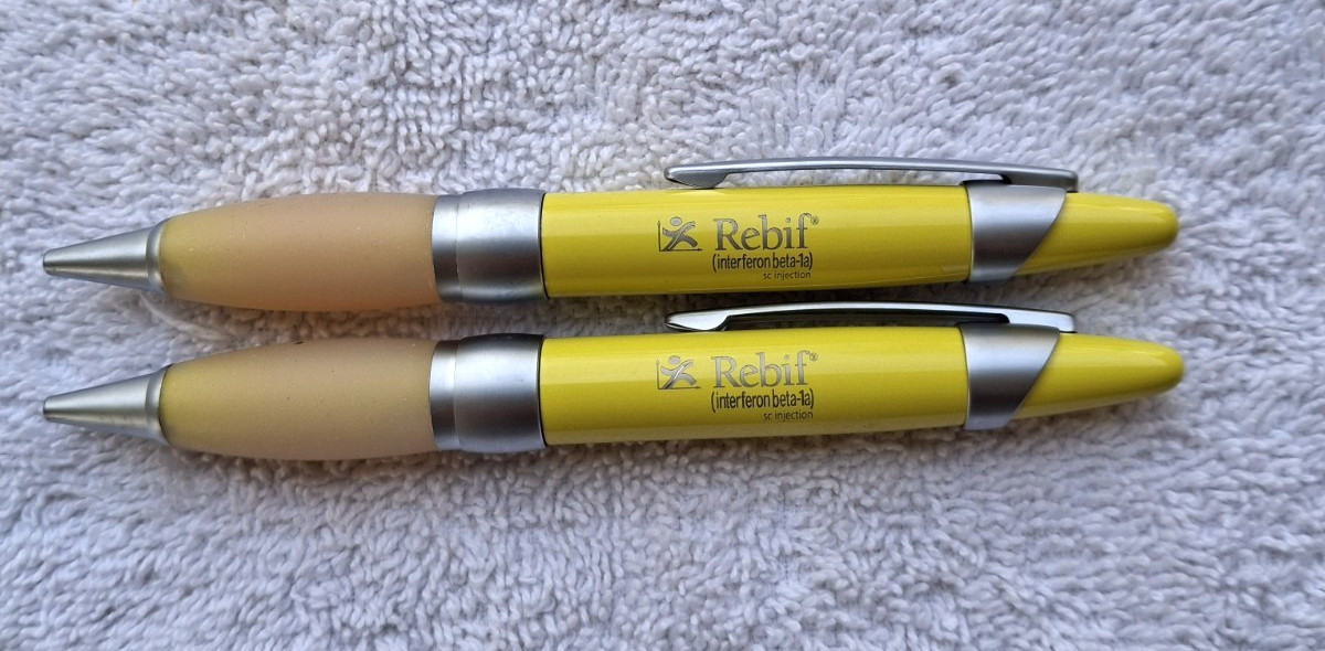 Lot Of 2 Vintage Rebif Drug Rep Advertising Pharmaceuticals Collectable Pens