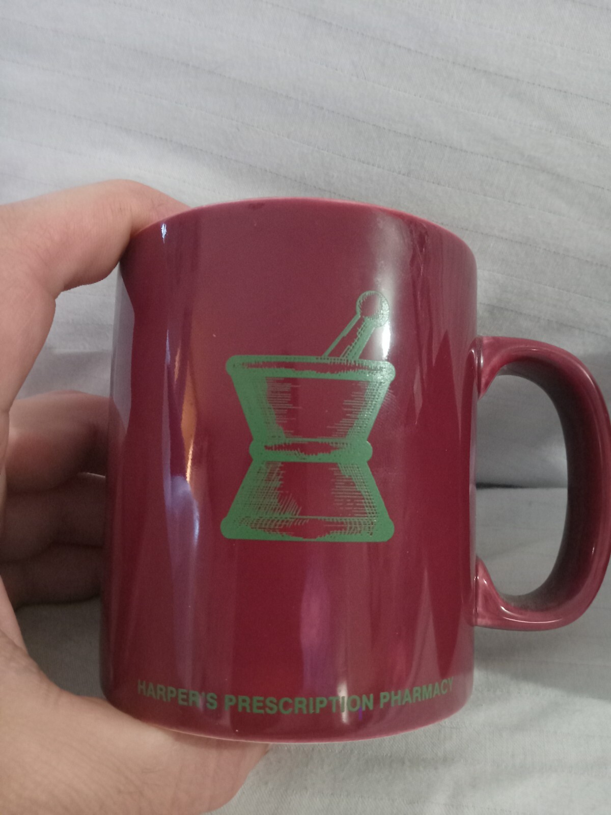 Rare pharmacy Kiln Craft Staffordshire England Maroon Red Mugs Set 2 12.Oz Mug
