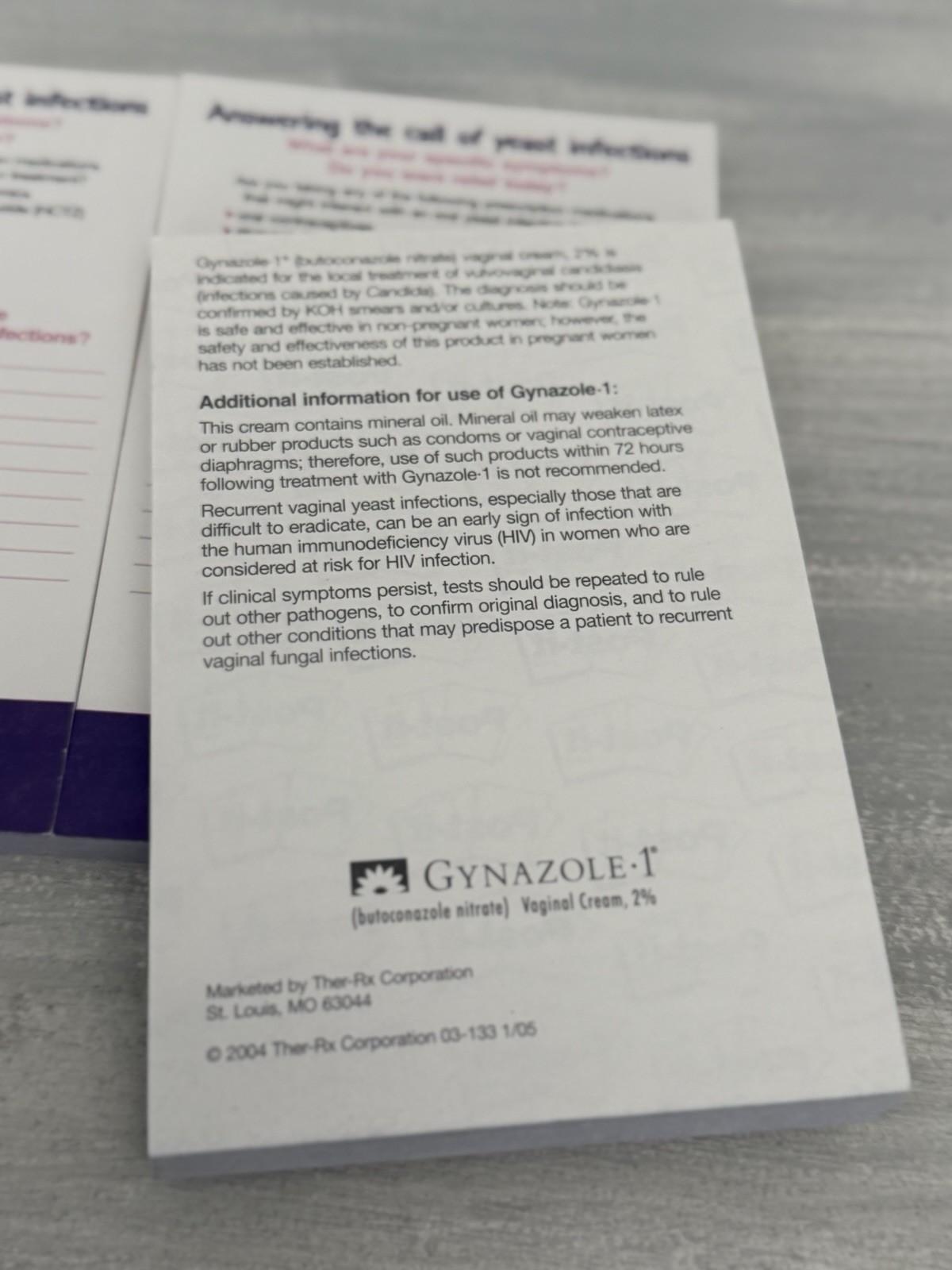2004 Gynazole Yeast Pharmaceutical Drug Rep Notepad Sticky Notes Ad Drug Rep