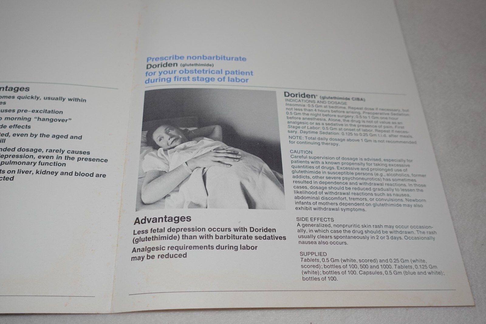Doriden Gynecology Obstetrics Pharmaceuticals 1960s Original Advertisement