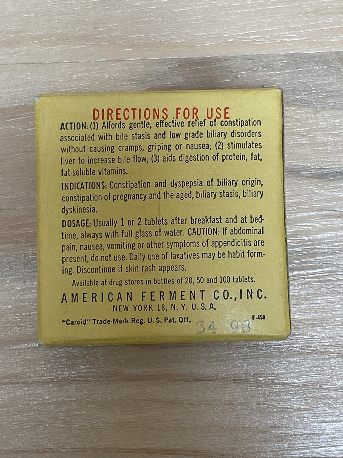 Antique Medicine Caroid and Bile Salts Medical Pharmaceutical Box