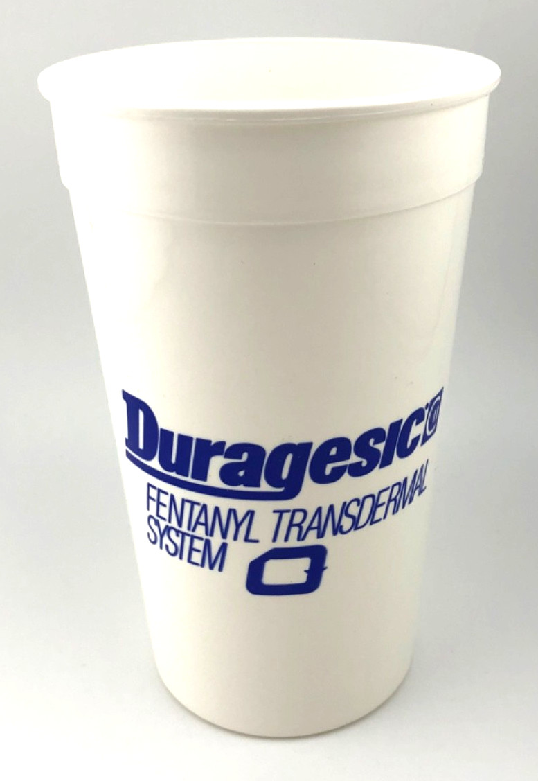 Lot of 8 Vtg Duragesic Fentanyl Plastic Drinking Cups Pharmaceutical Sales Merch