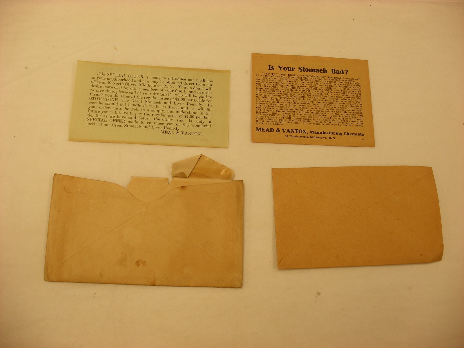 Vtg Medical & Pharmacy Quack Cure – Mead & Vanton Middletown NY