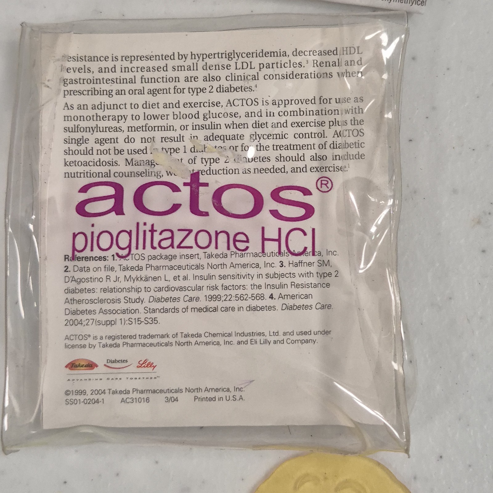 Set Of 12 ACTOS Pharmaceutical MAGNET Clips PHARMA Drug Rep Medical Hard Plastic