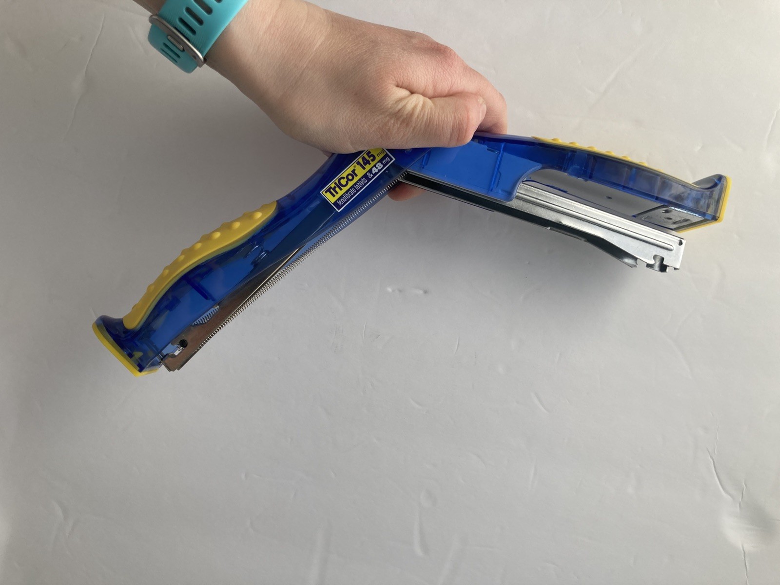 TriCor Stapler Drug Rep Promo Swag 2000s Blue Yellow Collector