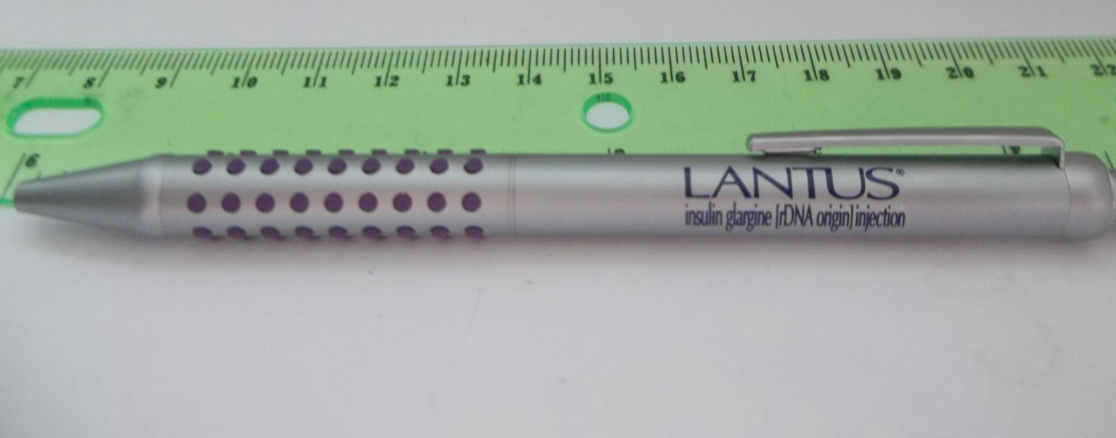 LANTUS Promotional Pen Silver Metal Slim Medium Weight w/ Dotted Rubber Grip