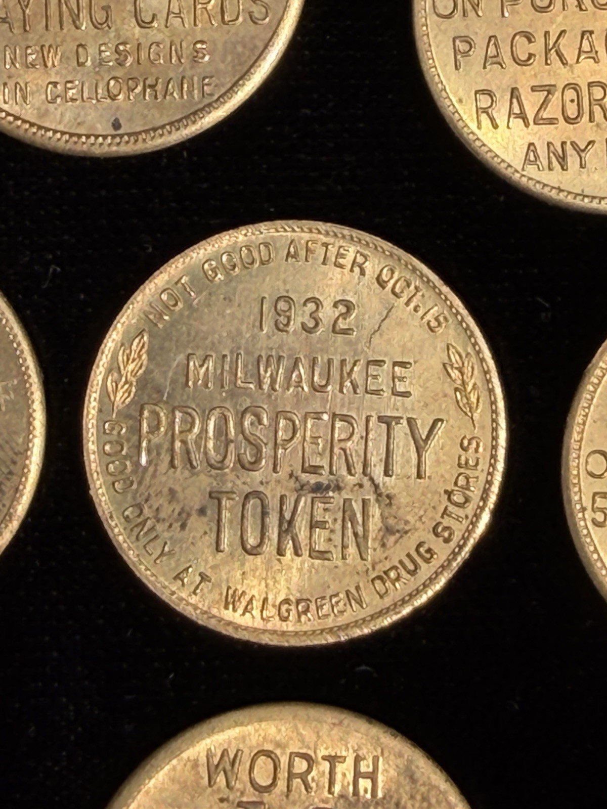 RARE – 1930’s Walgreens Milwaukee prosperity tokens With ORIGINAL Bag