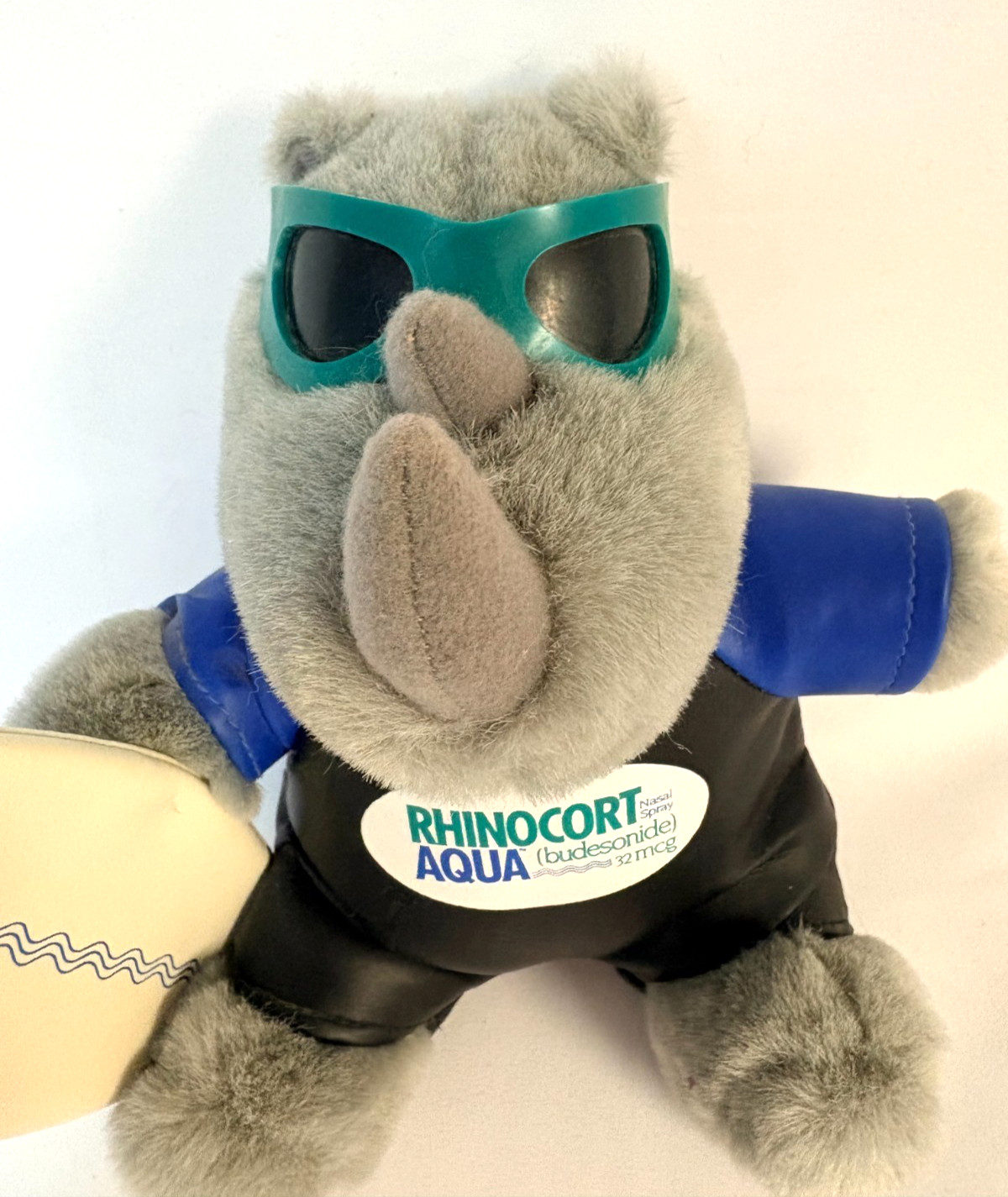 Vintage Rhinocort Nasal Spray Pharmaceutical Rhino Plush Surfer Body Board