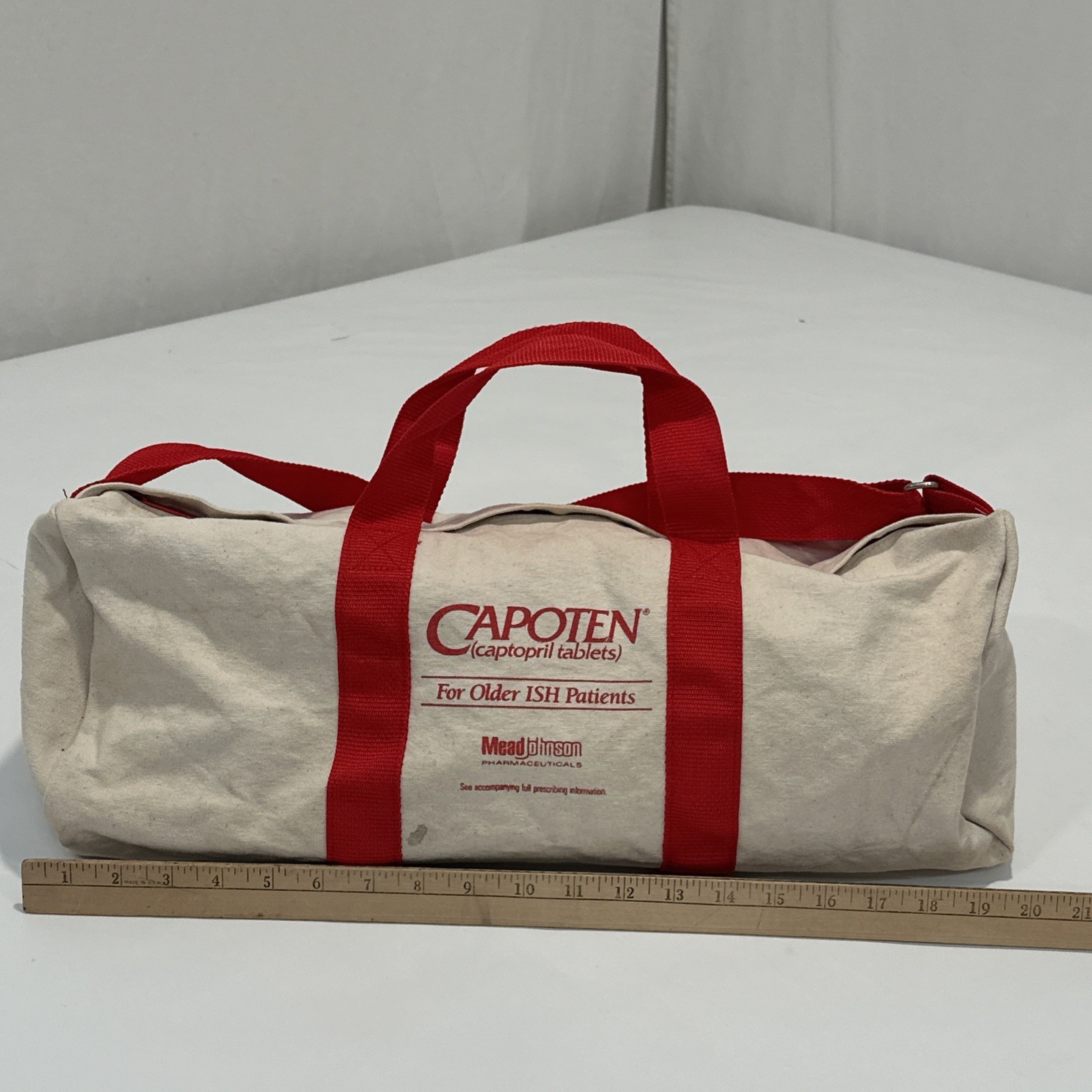 Vtg 80s 90s Capoten Captopril Drug Rep Pharmaceutical Canvas Tote Duffel Mead