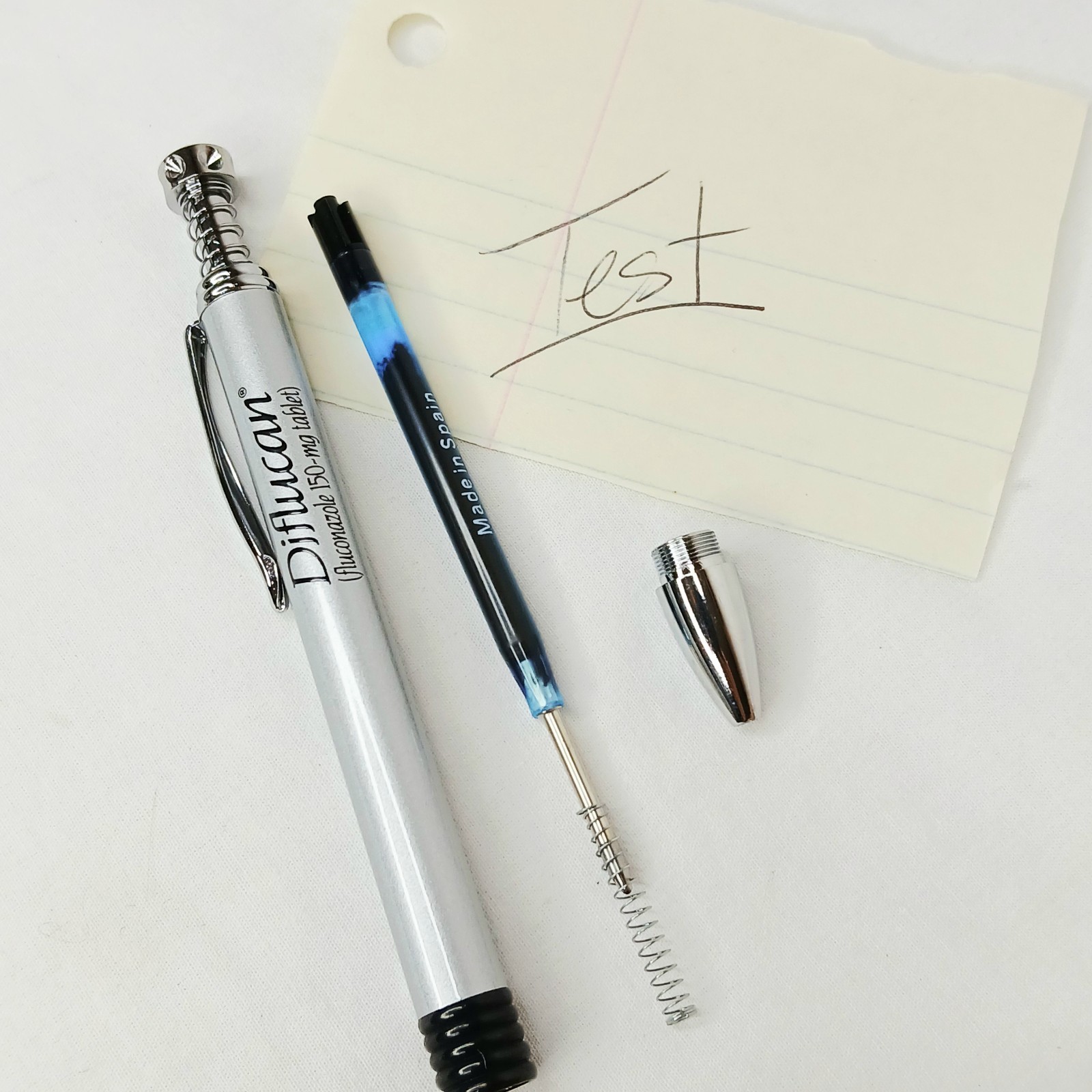 Difulcan Pharmaceutical Advertisement Ball Point Pen Silver Metal