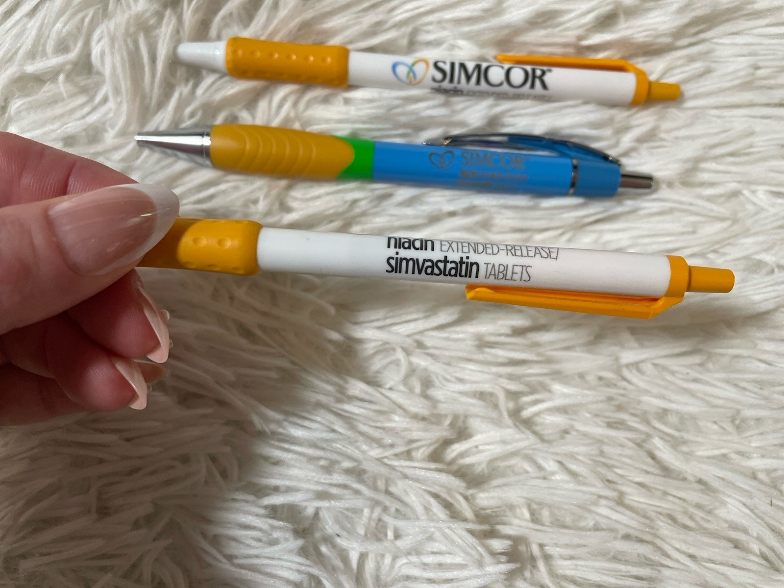 Simcor Drug Rep Pens Lot 3 Pharmaceutical Pharma Niacin Pens Black Ink All Work