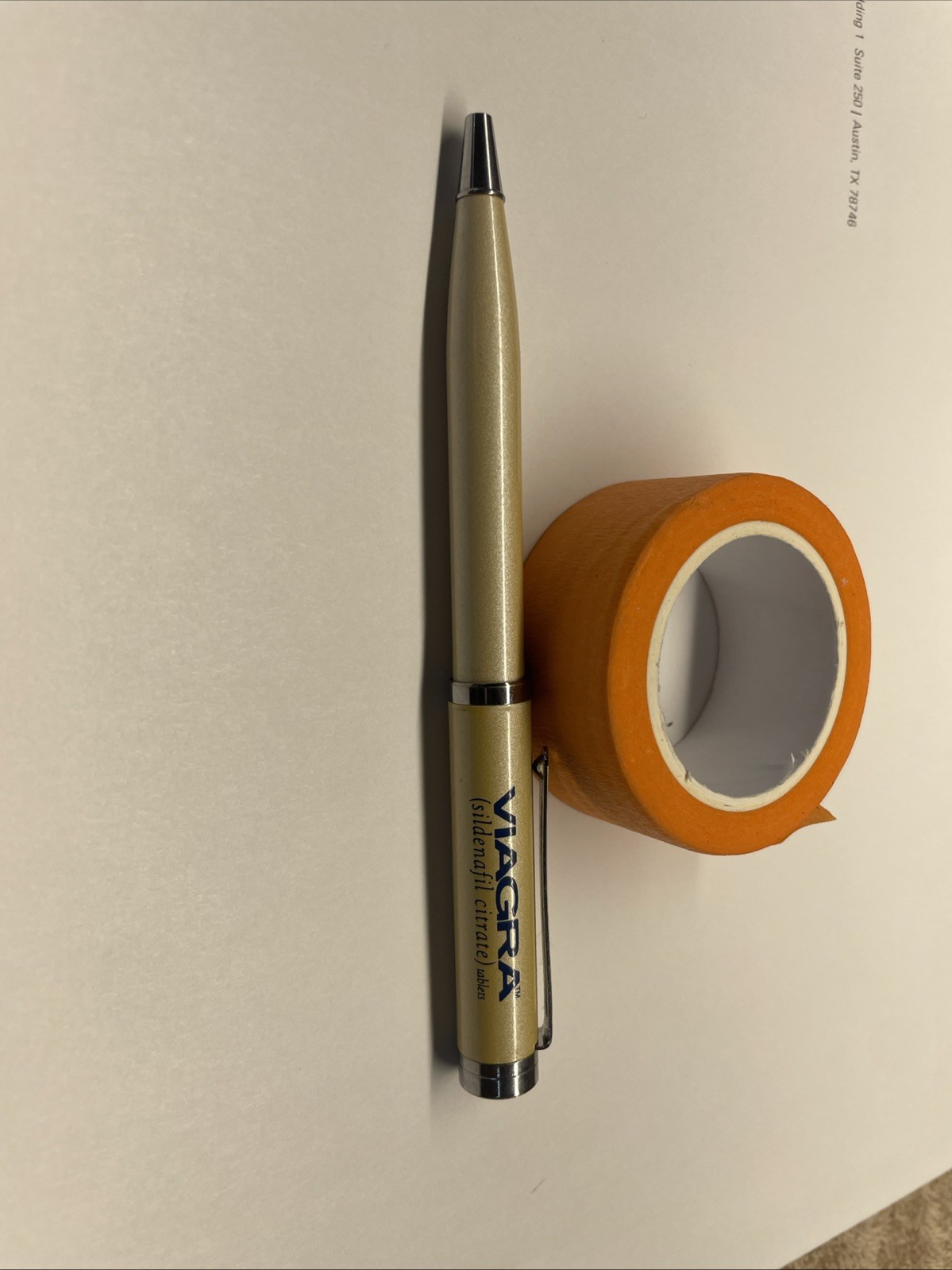 VTG VIAGRA Pharma Drug Rep Logo Collectible Pen Heavy Metal Yellow Refillable