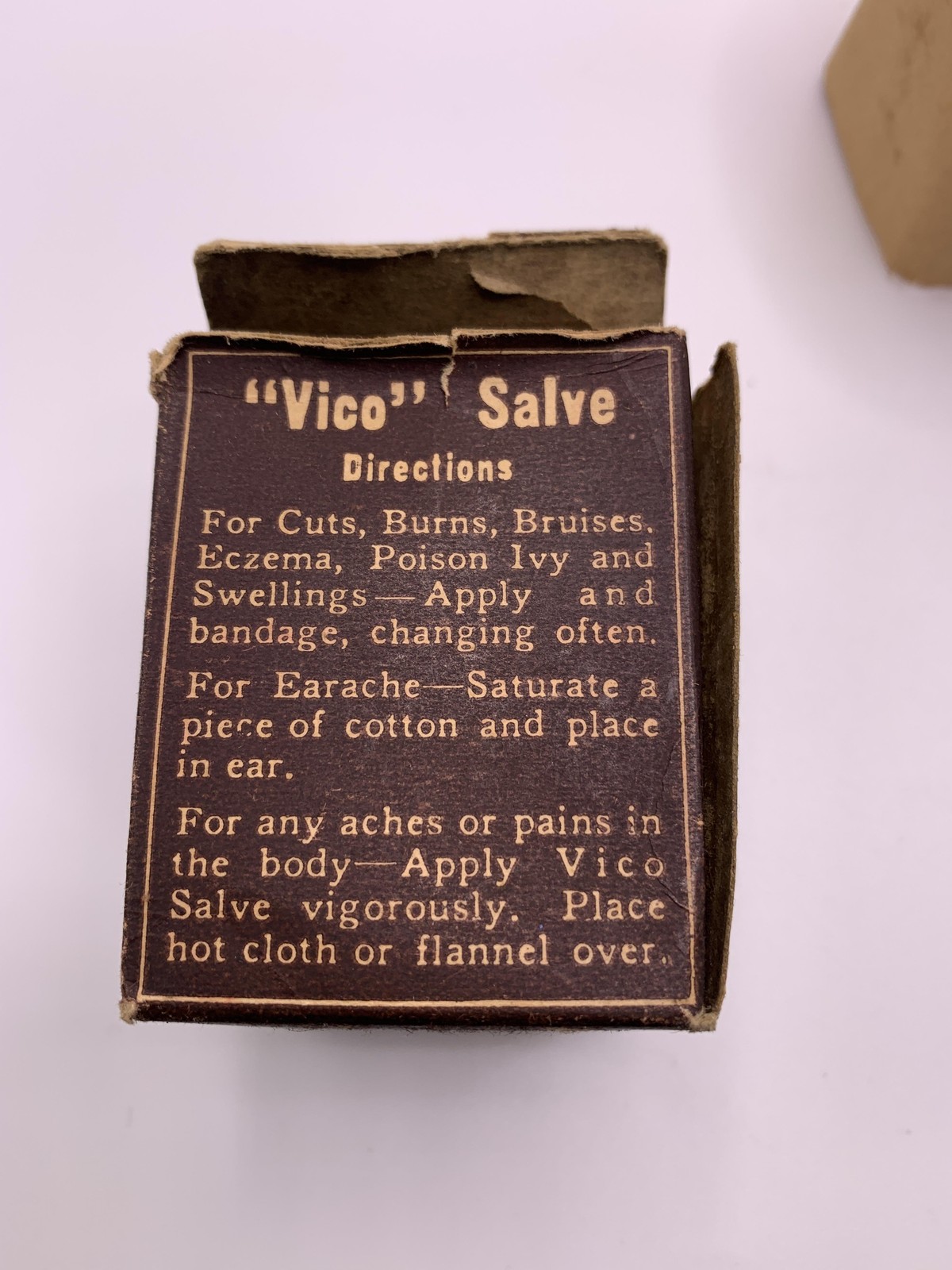 Vintage Vico Salve Ointment Jar Box And Insert Boonville MO USA Chem Co