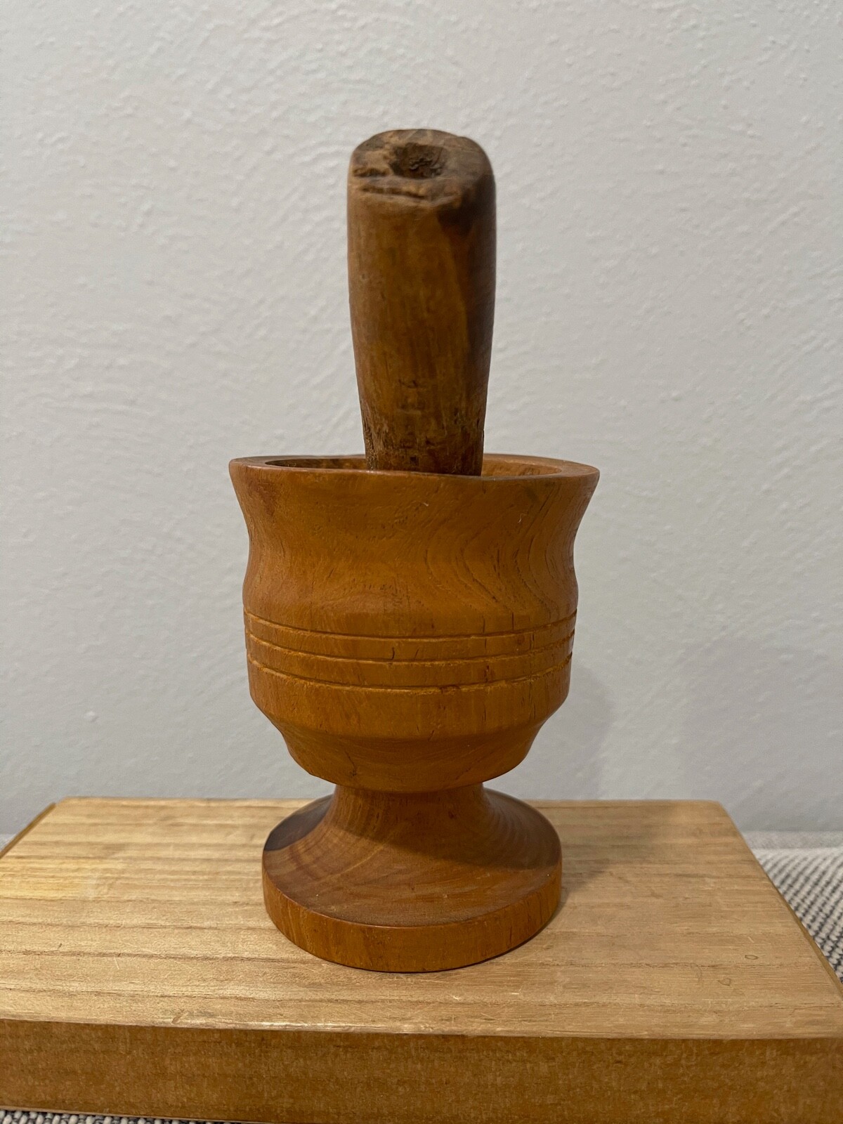 Possibly Vintage Small Wood Mortar & Pestle