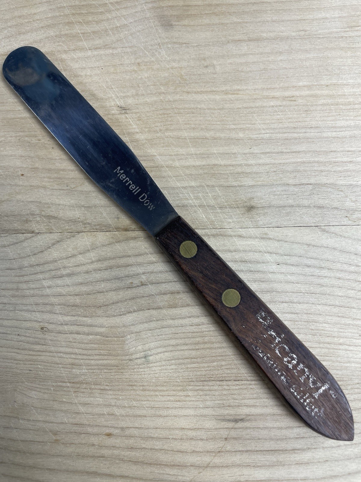 Merrill Dow Pharmacy Spatula Wood Handle Bricanyl Advertising 7 3/4″