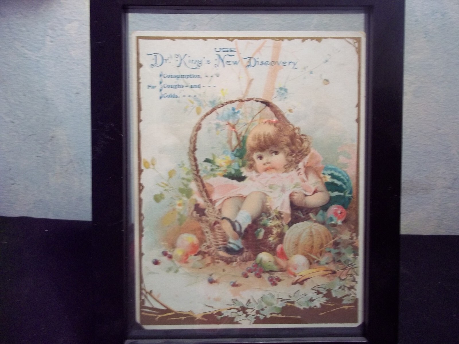 DR KINGS NEW DISCOVERY AD PRINTS 2 SIDED ALSO WITH VTG GLASS BOTTLE #1479