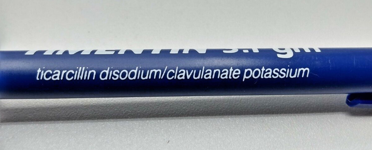 TIMENTIN TICARCILLIN CLAVULANATE Pharmaceutical Drug Rep Pen Vintage Retro Rare