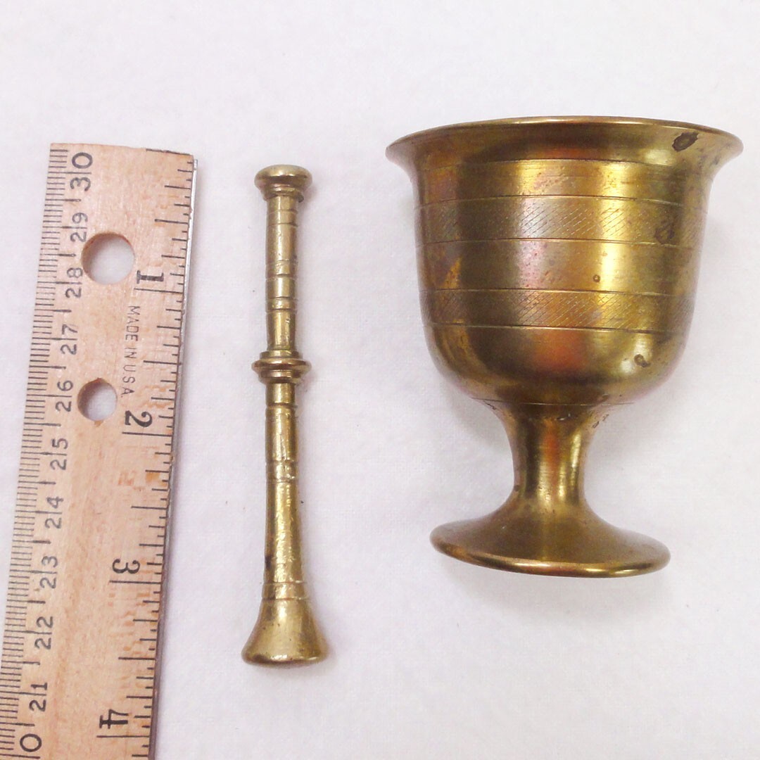 Vintage Small Brass Mortar and Pestle Set, Apothecary Pharmacy Wicca
