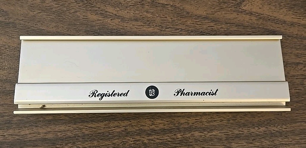 Vintage Pharmacy Apothecary Pharmacist Drug Upjohn Name Plate Desk Holder 1970s?
