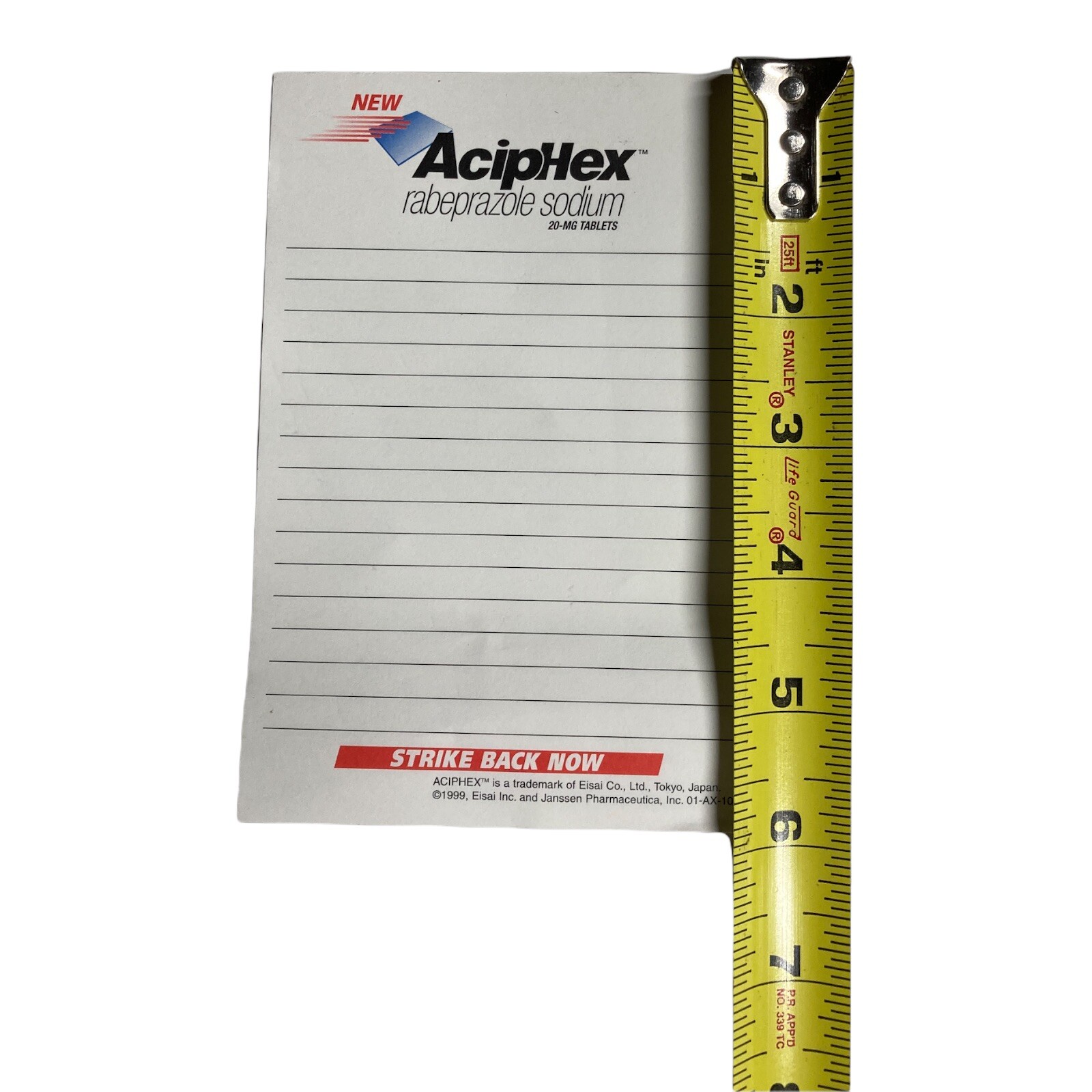 Vintage Aciphex Pharmaceutical Drug Rep Promo Advertising Post It Note Pad 4×6”