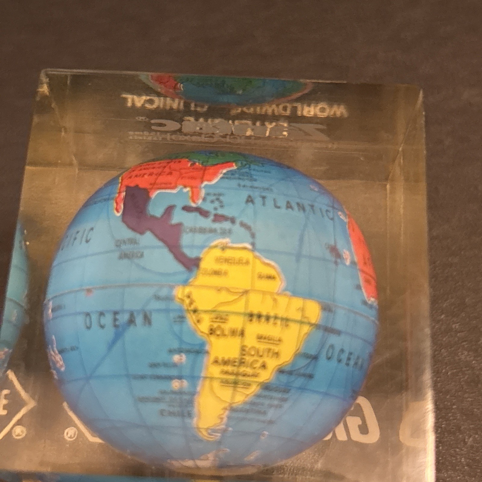 Vintage Zantac Glaxo Roche Pharmaceutical Acrylic Globe Paperweight
