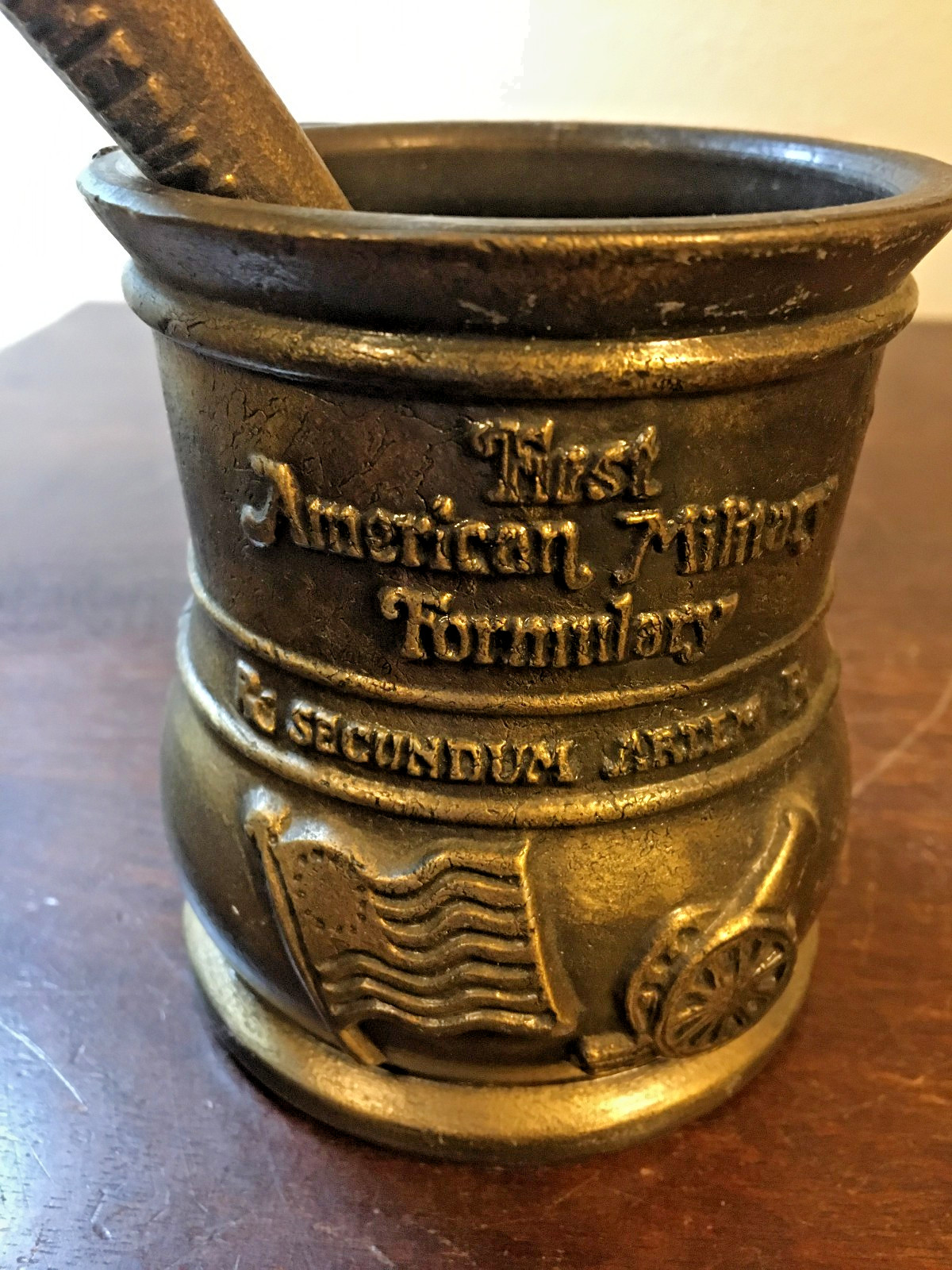 1983 Schering Vintage Brass Pharmacy Mortar & Pestle Paperweight Bookend, Lititz