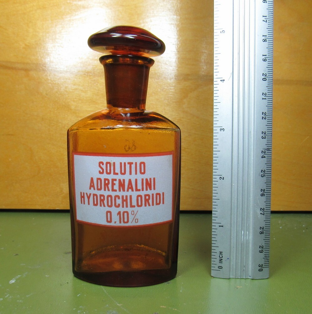 Vintage Medical Science Glass Bottle ,Amber color,Germany №29924