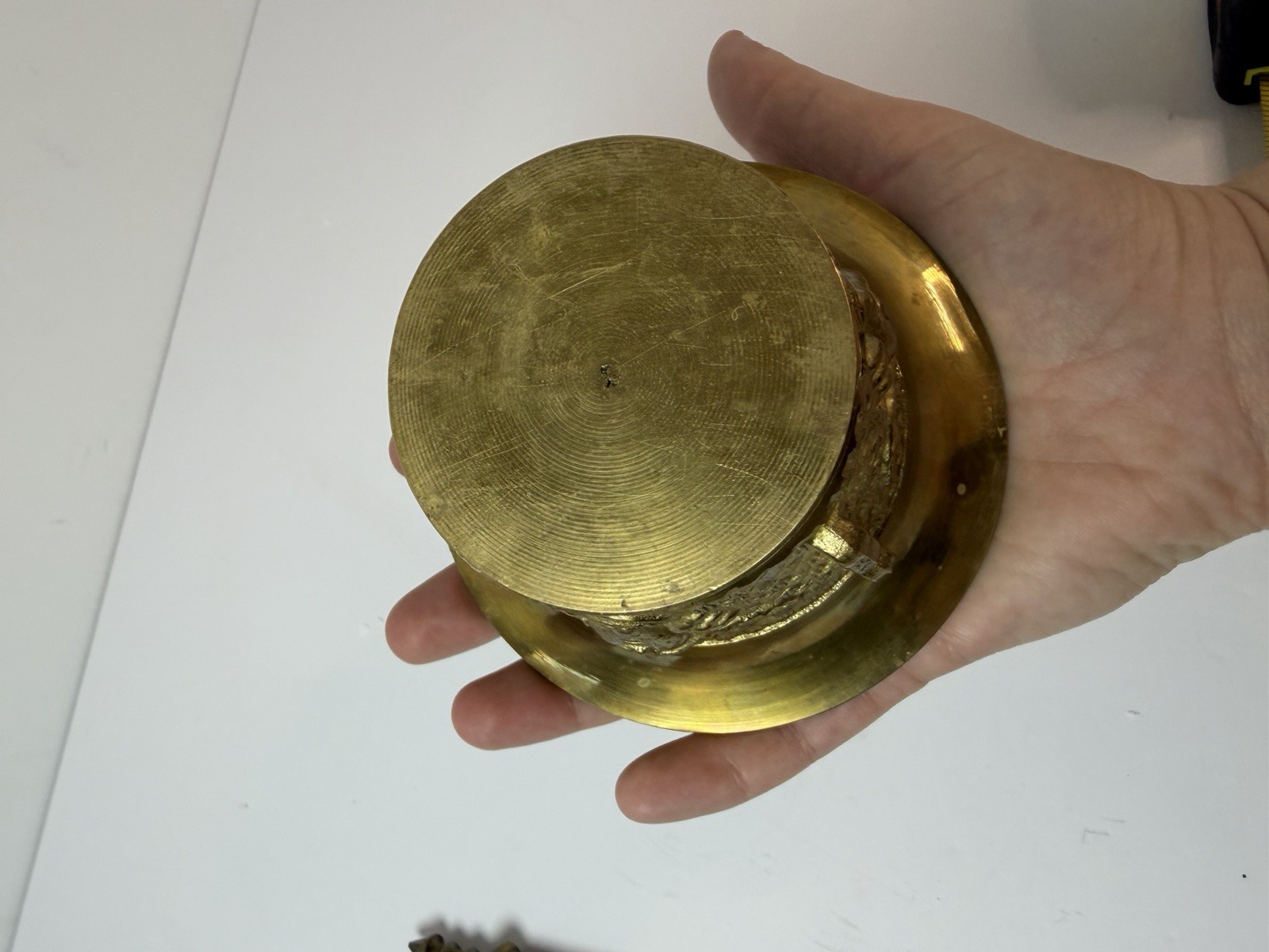 Solid Brass Design Face Mortar & Pestle Pharmacy Apothecary Vintage 3” Tall