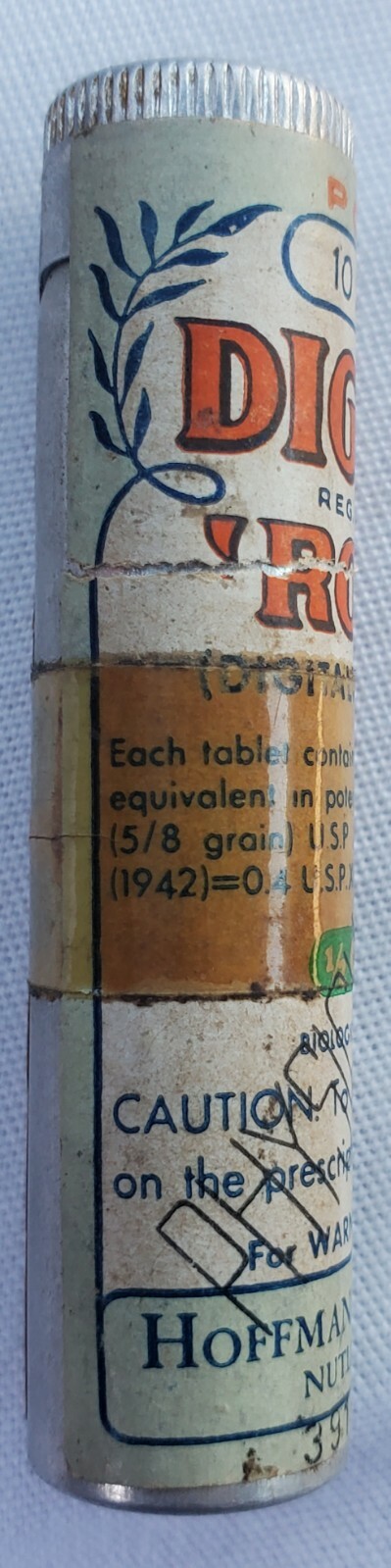 Vintage Digalen Digitalis Glucosides Medicine Tube Tin Sample Hoffmann La Roche
