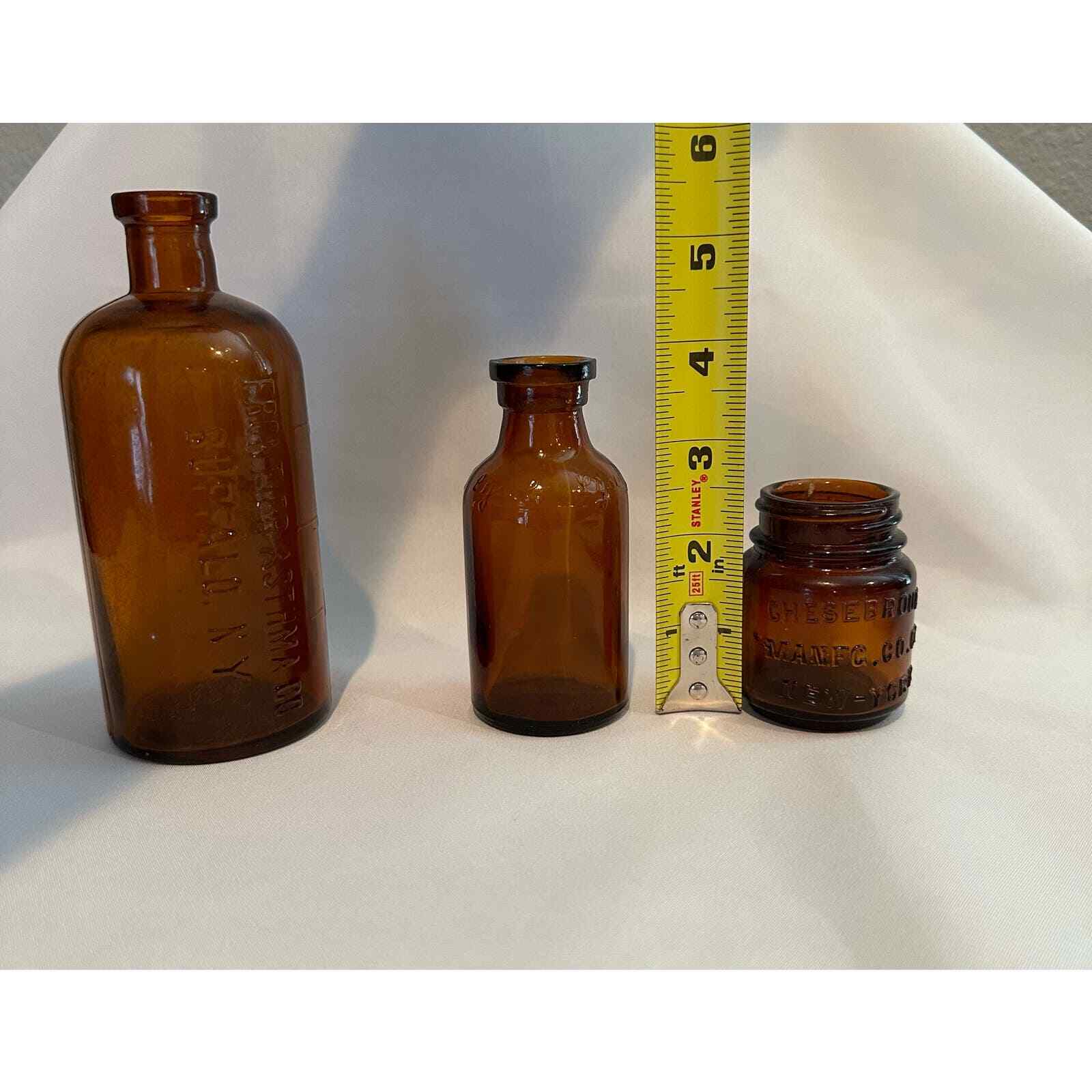 Vintage medicine bottles brown Frontier Asthma Co., Lysol, Chesebrough