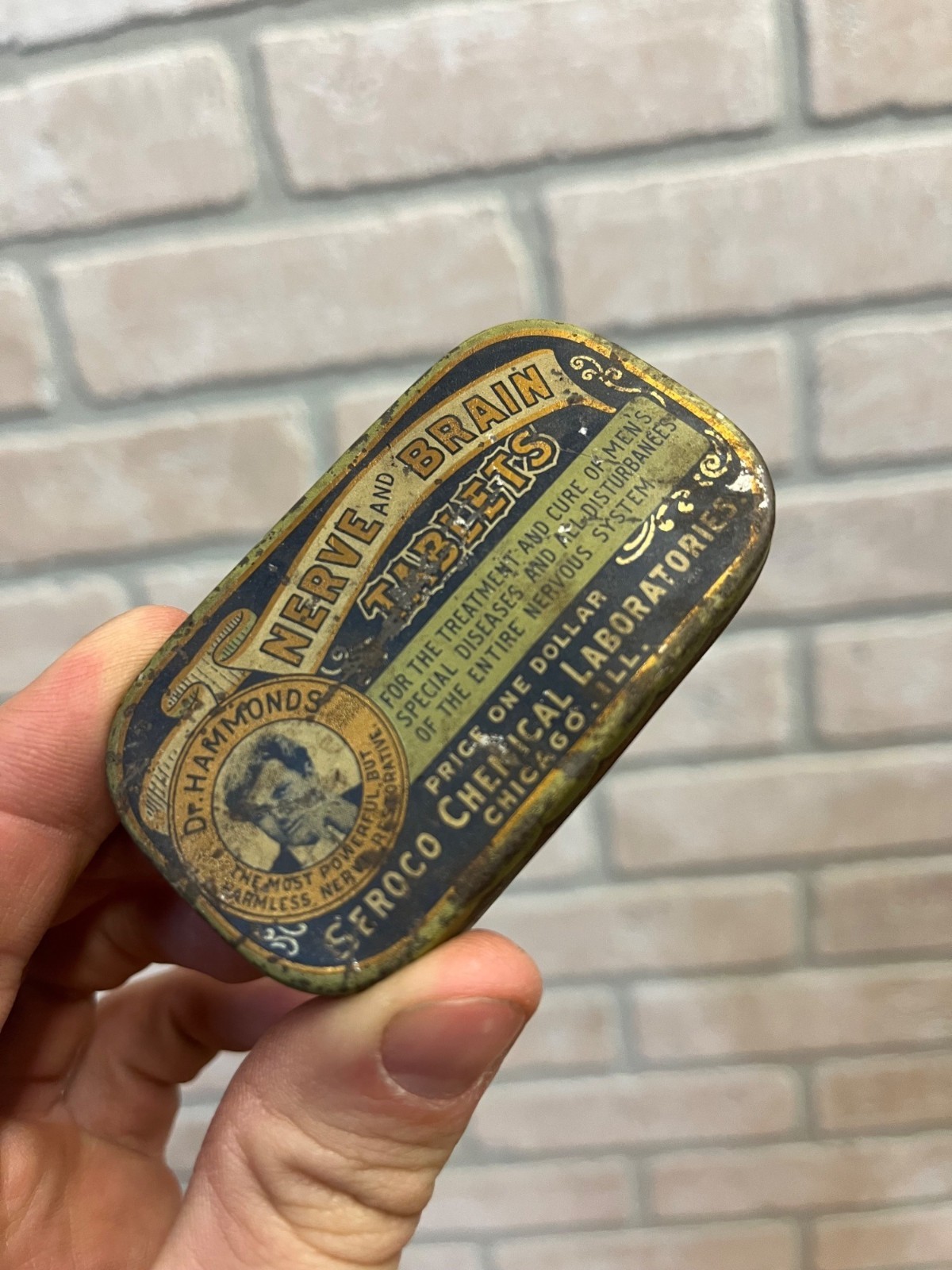 Vintage Dr. Hammonds Nerve & Brain Tablets Tin by Seroco Chemical Laboratories