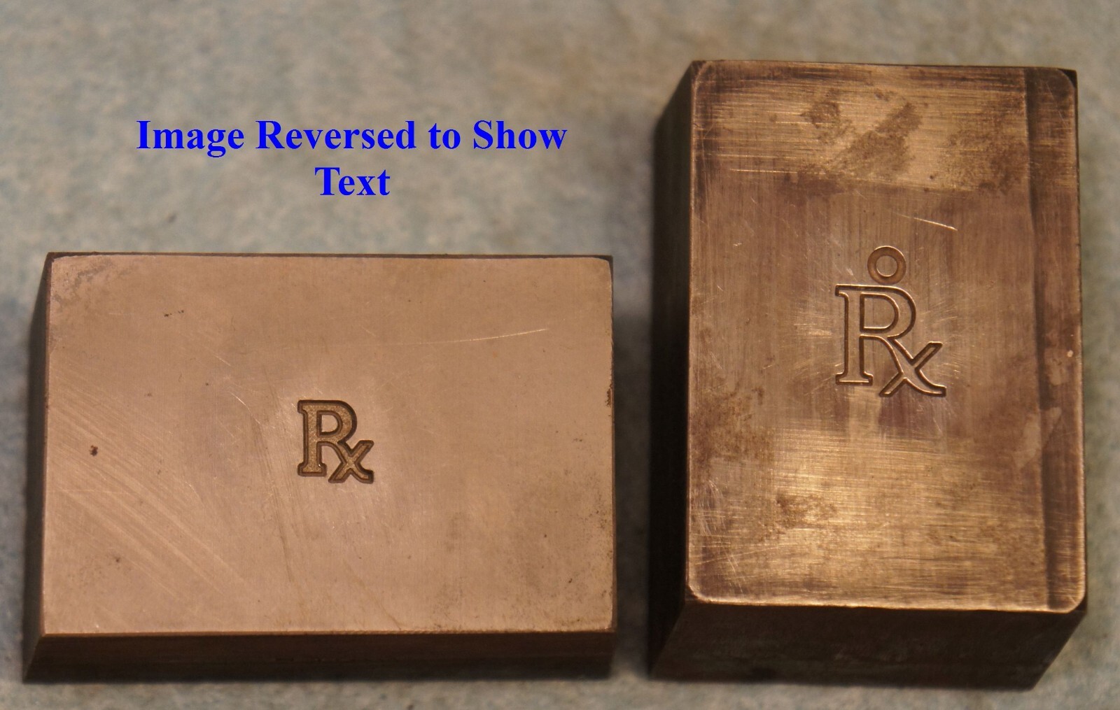Vintage 2 Diff PHARMACIST RX Pin & Charm * 2 STEEL STAMPING DIES C899 Drug Store