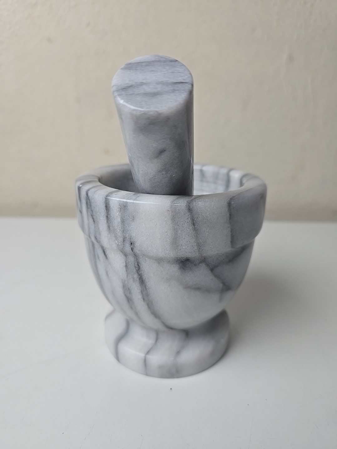 Marble Footed Mortar & Pestle Apothecary Pharmacy Medicine Herb Spice Grinder 4″