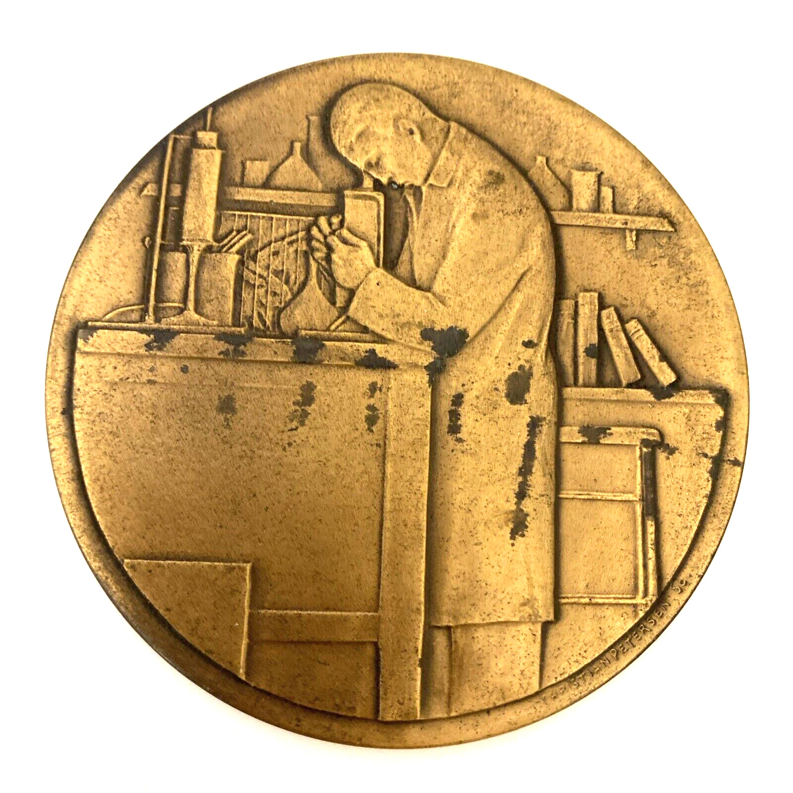 Vintage John J Abel/ Eli Lilly Award Bronze Paperweight (S1)