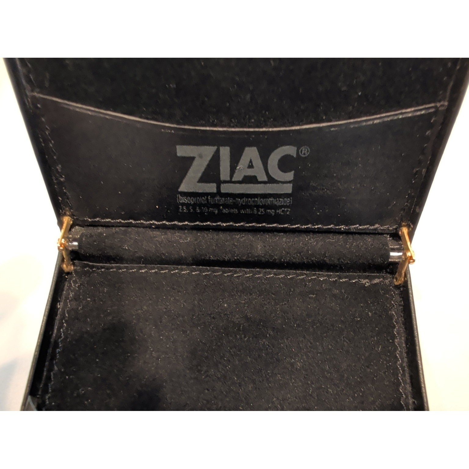 Vintage ZIAC Pharma Rep Miniature Briefcase Business Card Holder Black Gold Case