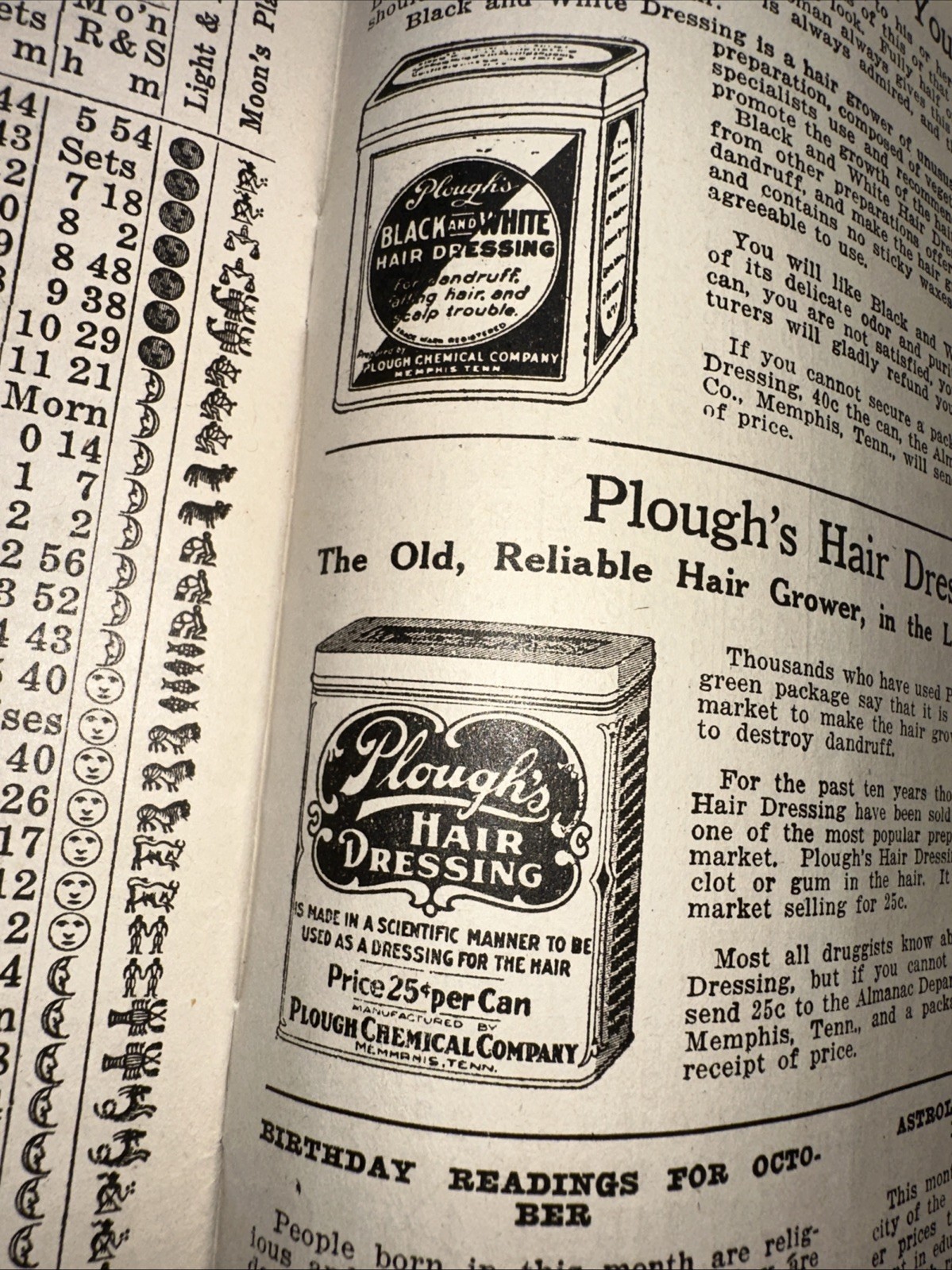 1921 Antique Horoscope Ploughs Black & White Almanac Catalogue Pamplet