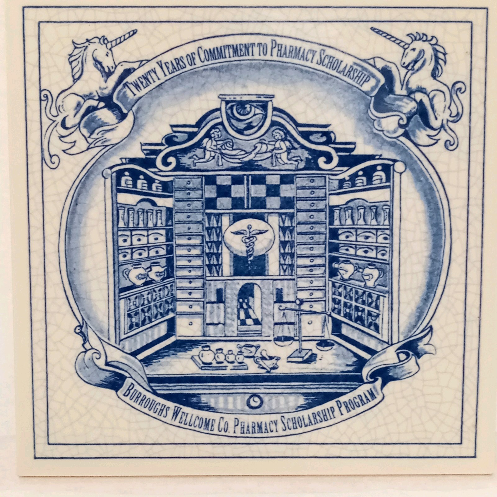 DELFT HOLLAND Pharmacy Tile Burroughs Scholarship Pharmacist Apothecary