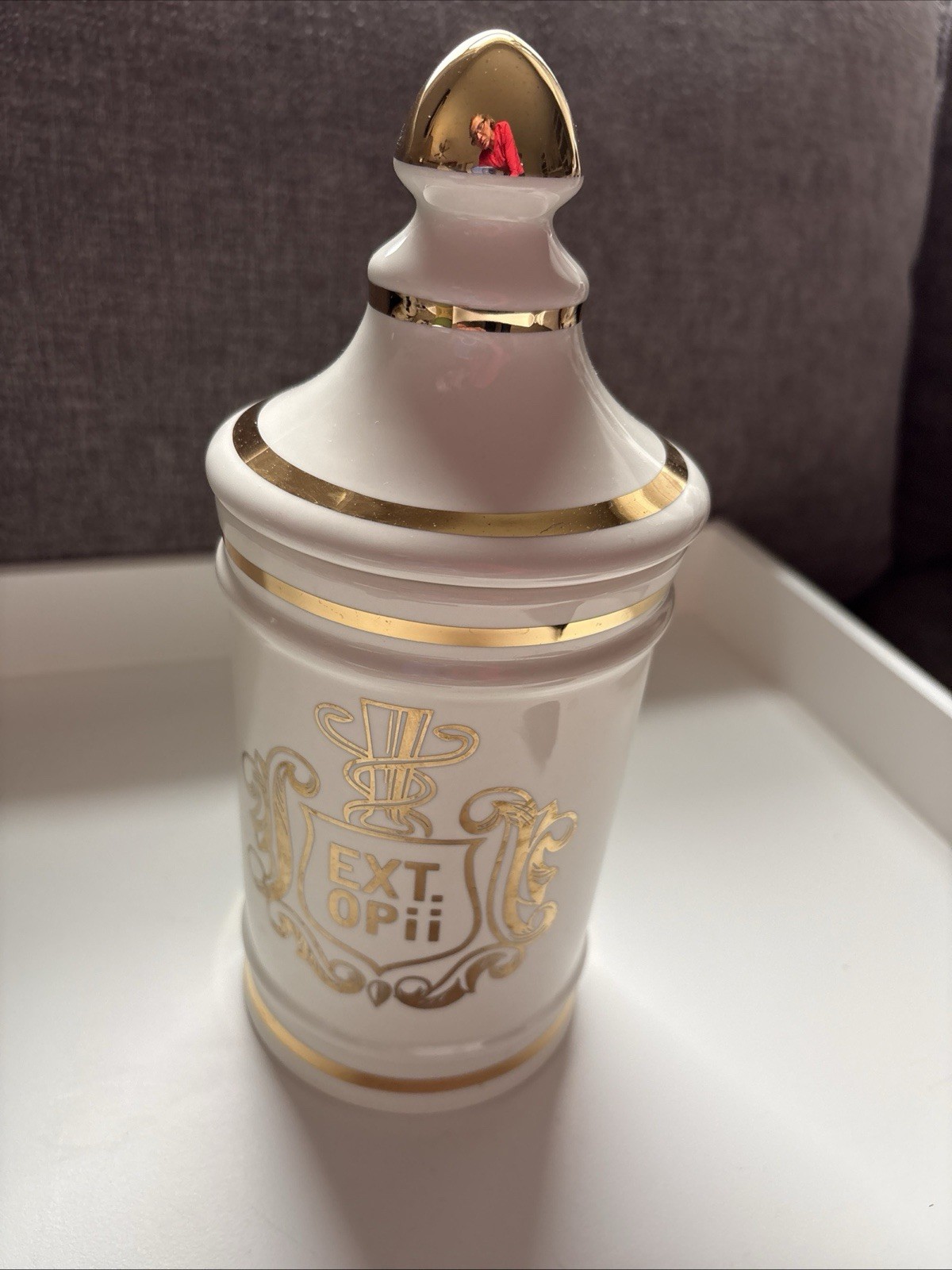 VTG Pharmacy Apothecary EXT OPii (opium extract)Canister Jar Cream & Gold Owens