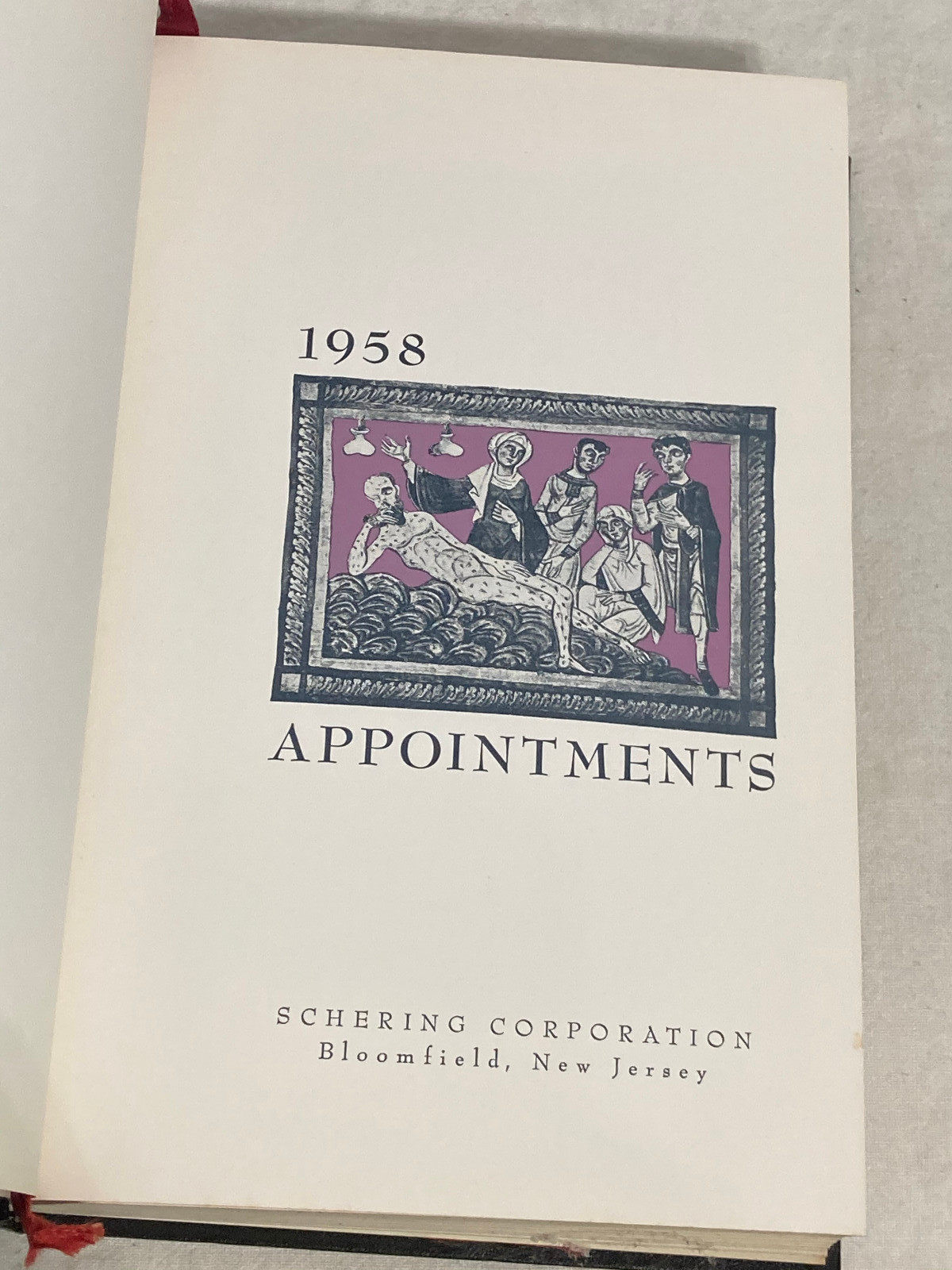 Vntg Schering Drug Corp. Daily Appointments 1958 Hardcover Book 9″
