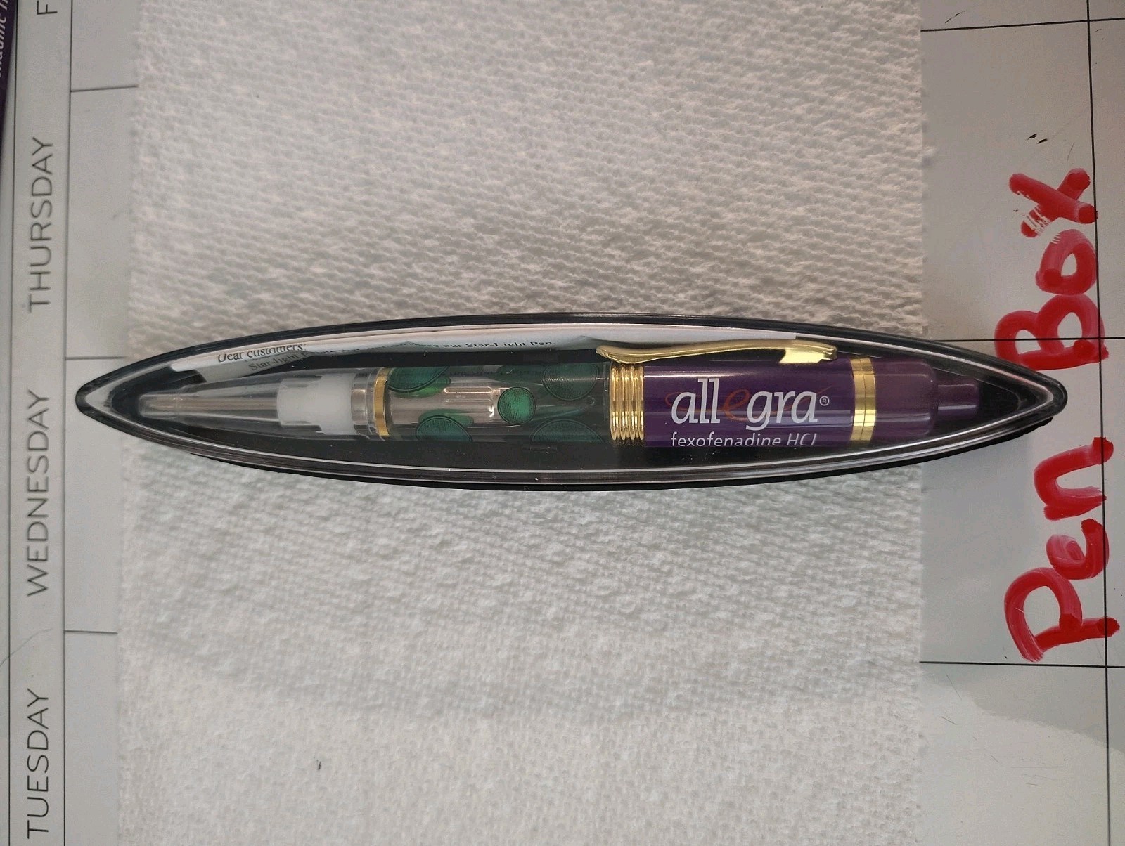 ALLEGRA PEN – Pharma Swag – Drug Rep “LIGHT UP” Pen w/ Case, Box & Insert NEW