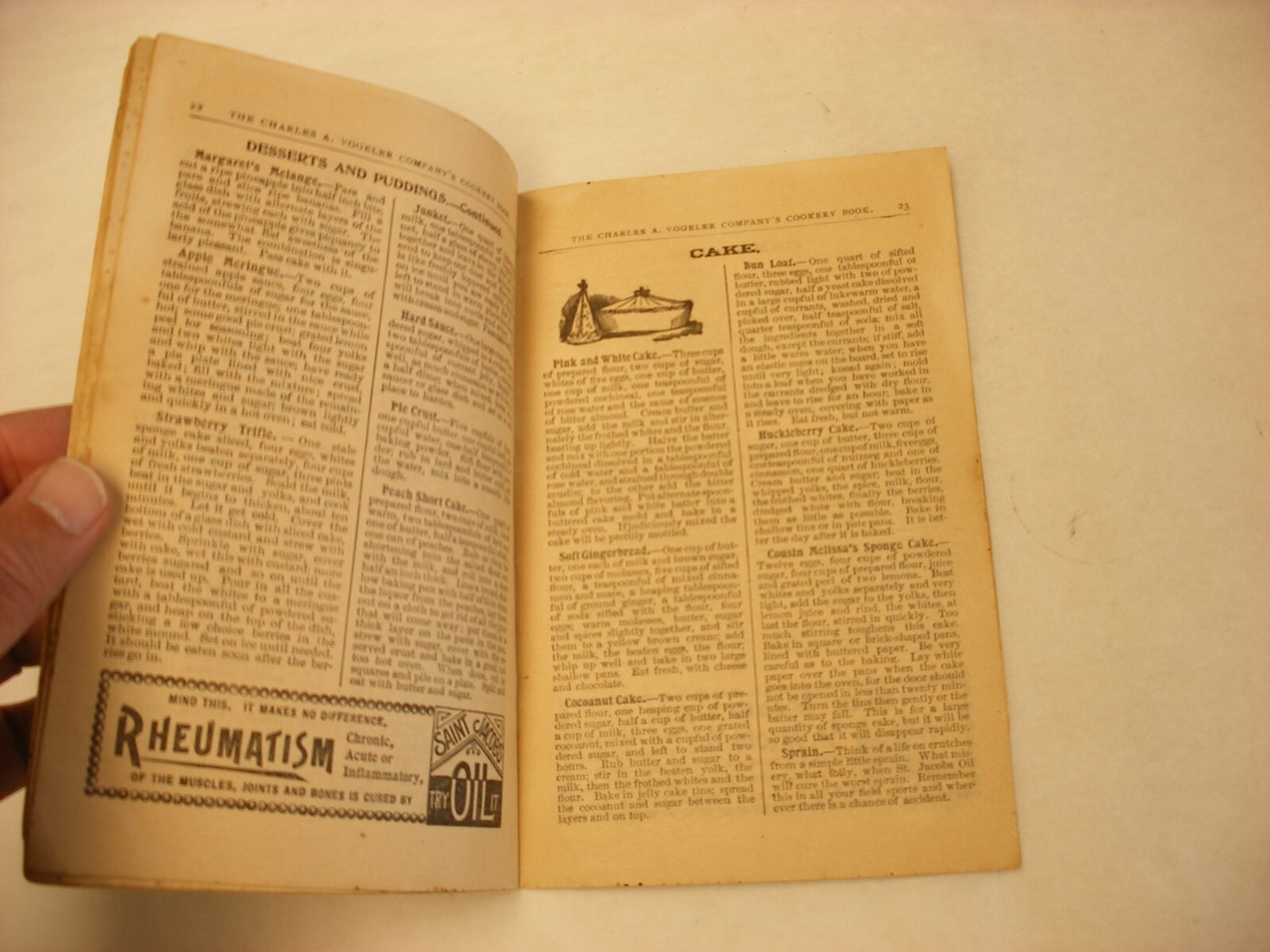 Vtg 1897 Medical Cure Pharmacy Chas. A. Vogeler Co. St. Jacobs Oil Cookbook