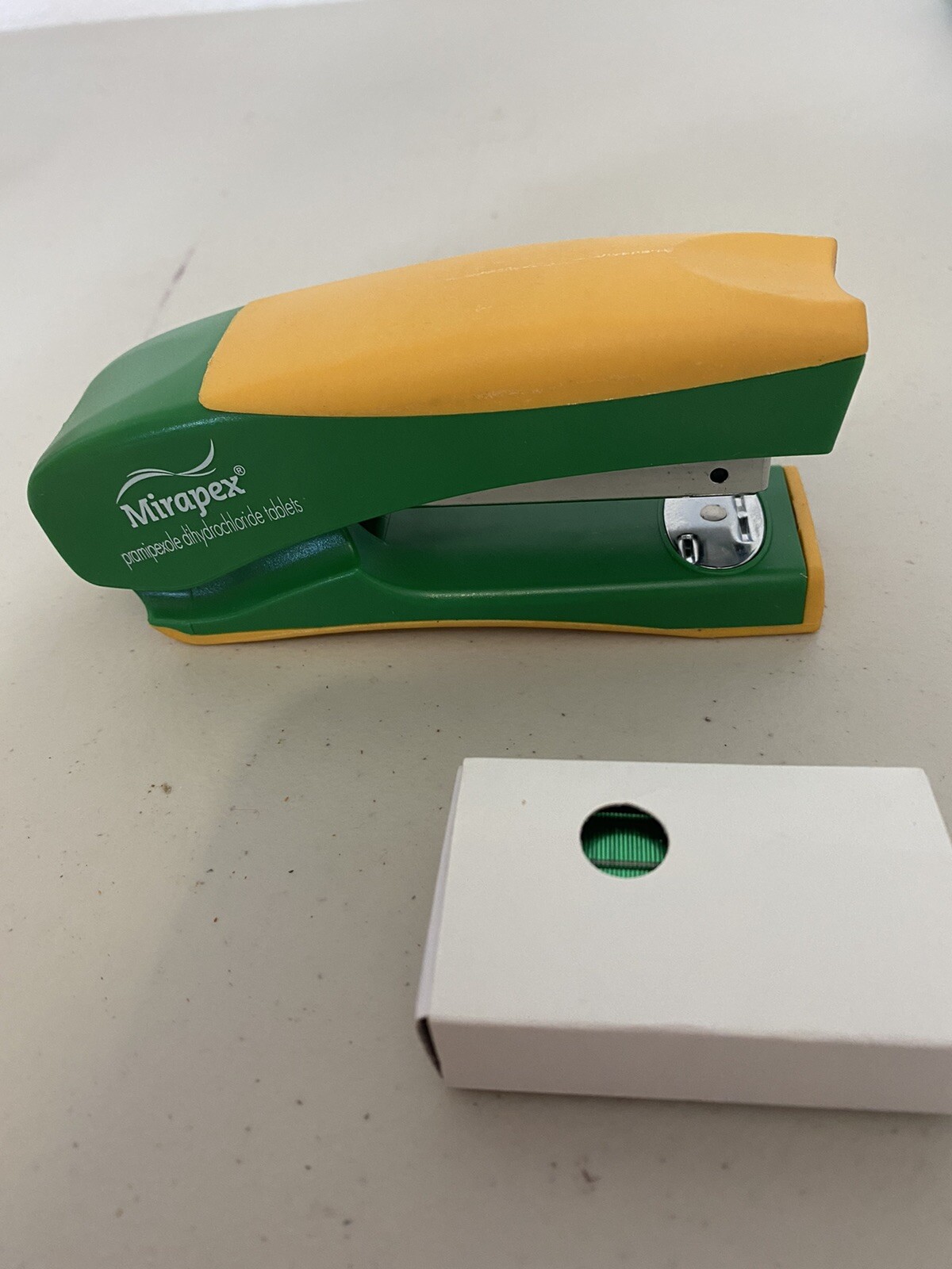 Mirapex Mini Stapler with Green Staples Drug Rep Pharmaceutical Super RARE HTF
