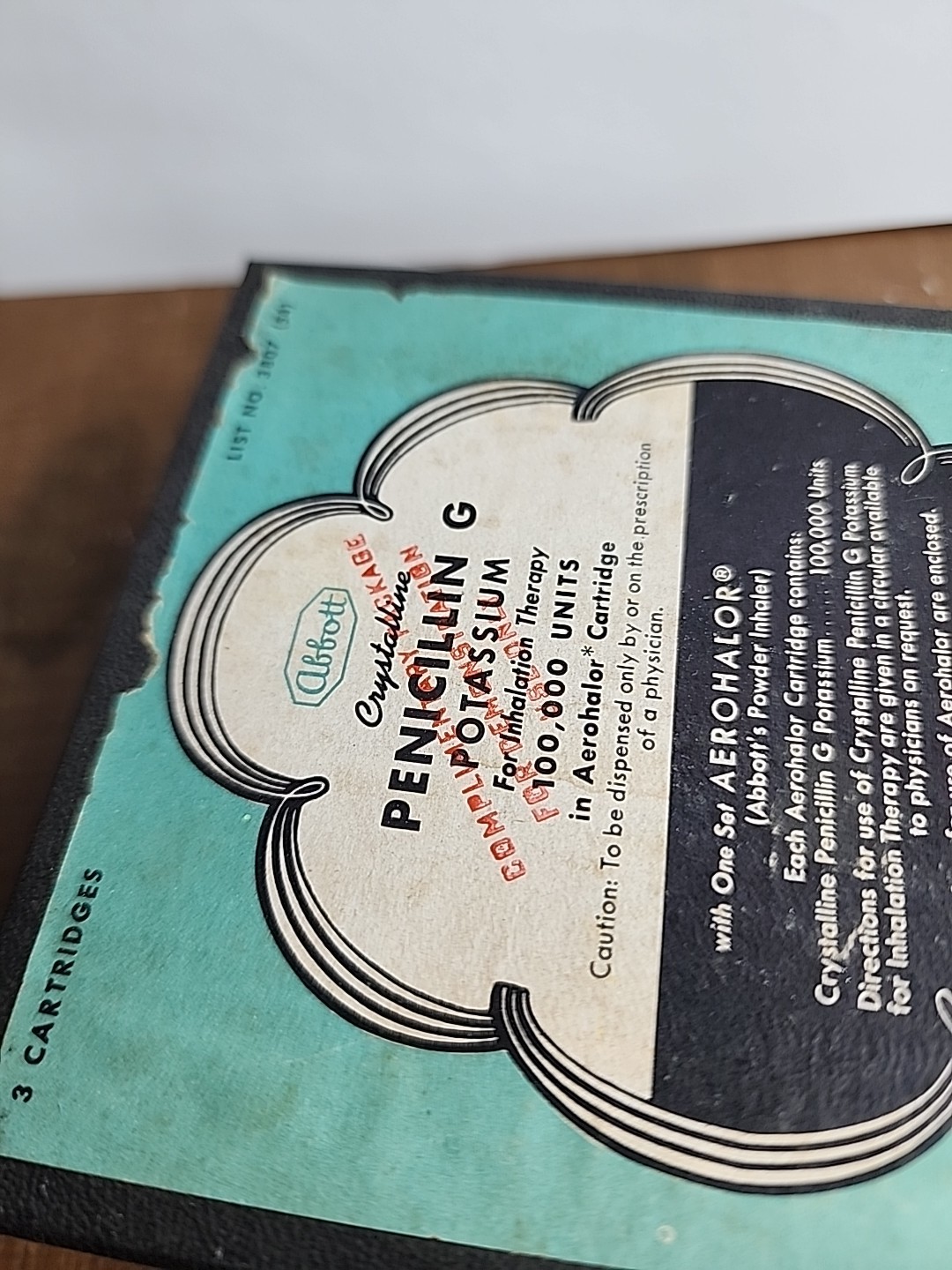 Vintage 1953 Abbott Laboratories Penicillin G Aerohaler Cartridges NO VIALS
