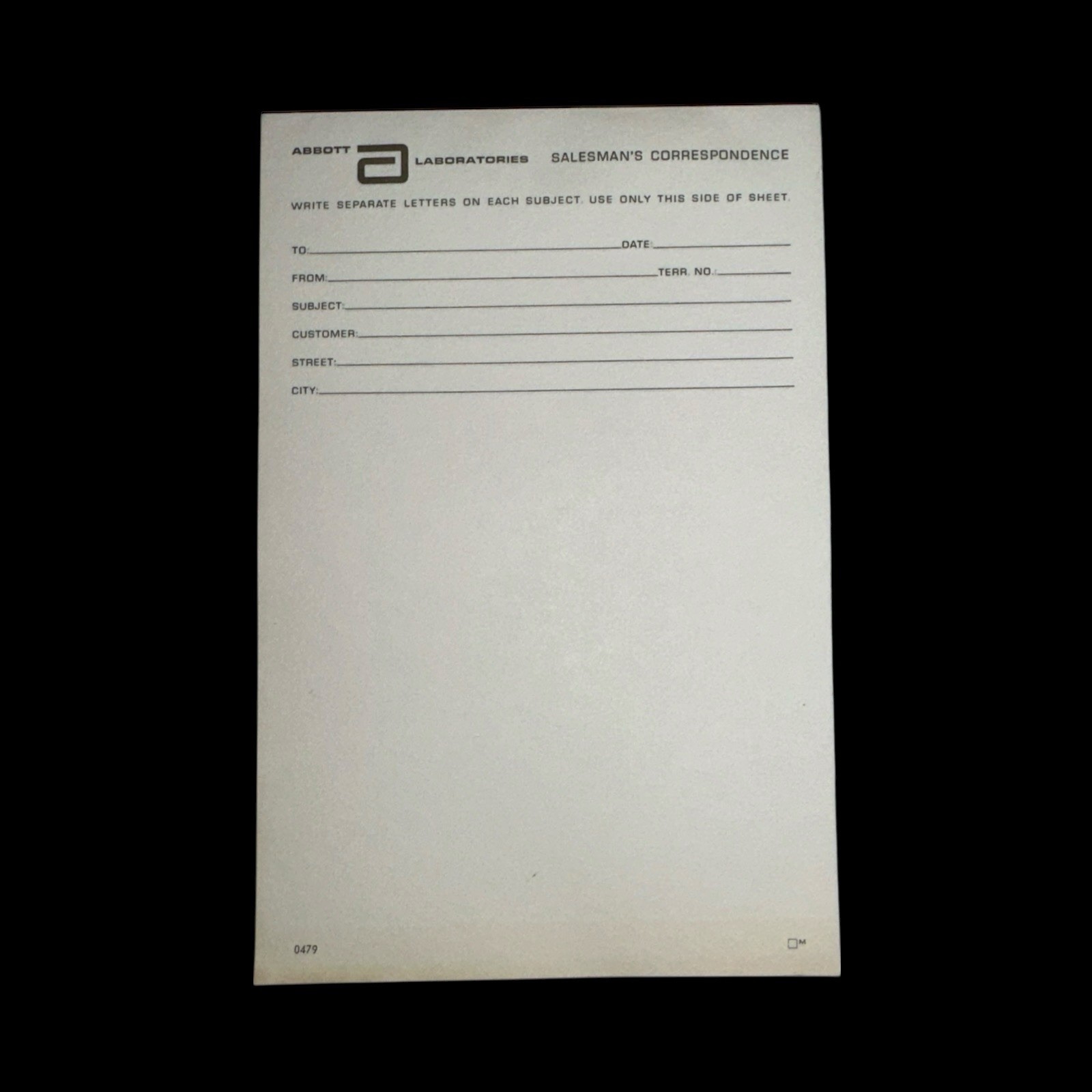 Vintage ABBOTT Laboratories Salesman’s Correspondence Notepad 5.5×8.5”